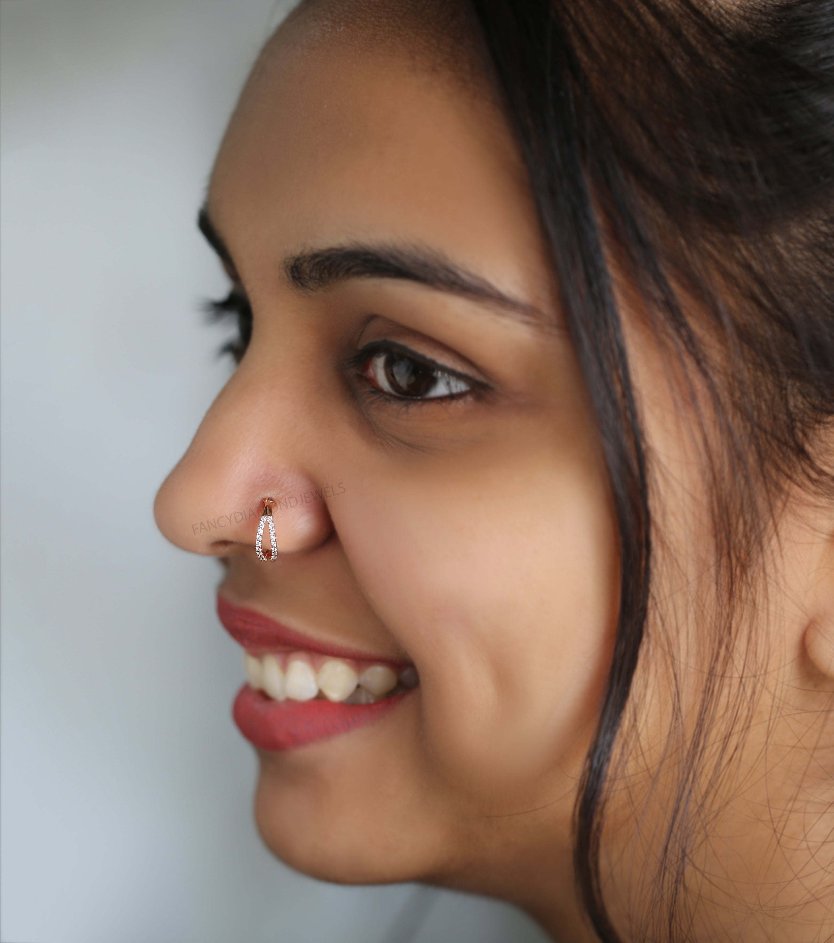 Natural Round White Diamond Nose Rings Engagement Wedding Gift Nose Ring 14K Solid Rose White Yellow Gold Nose Ring 0.11 CT KD993