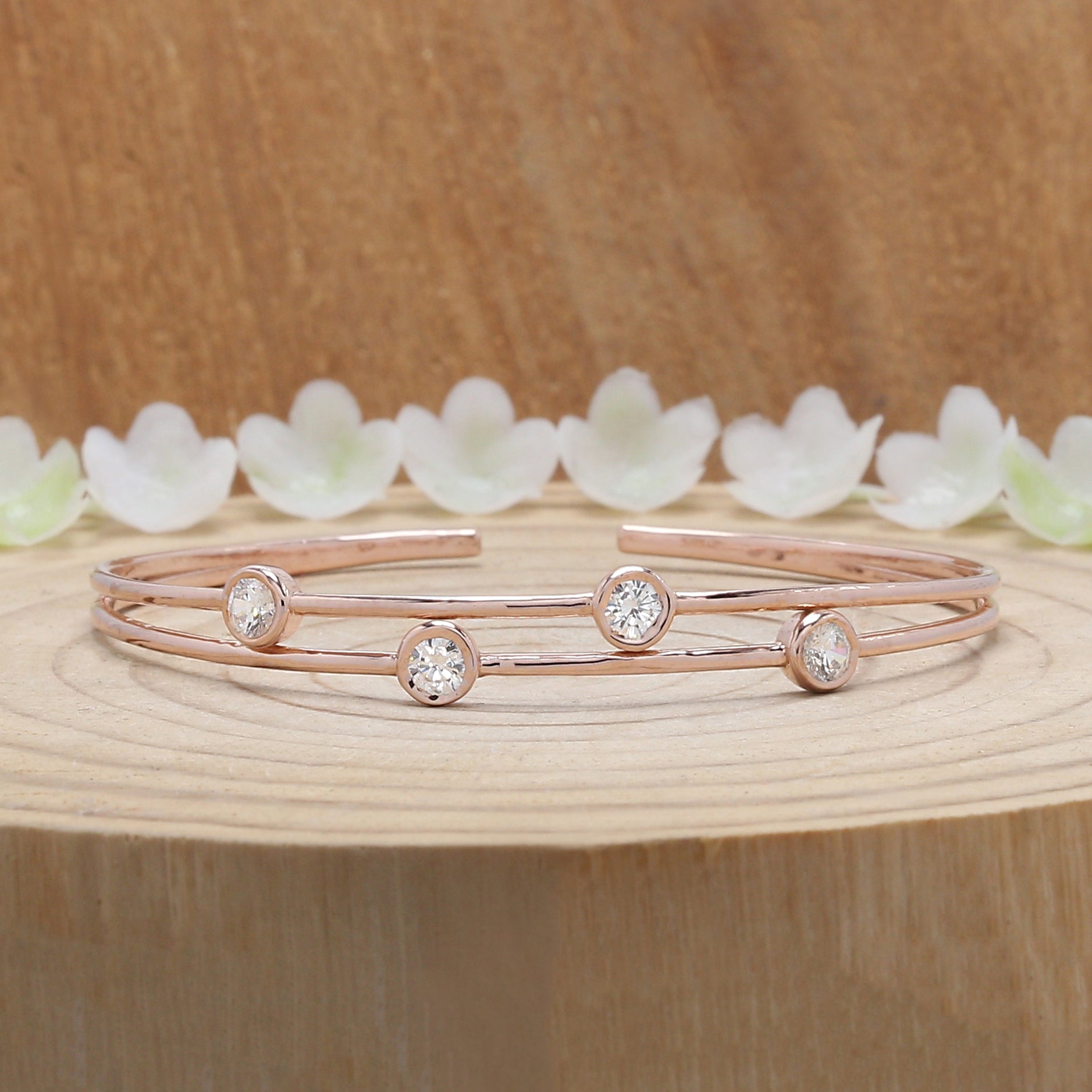 White Color Round Brilliant Cut Diamond Bracelet 14K Solid Rose White Yellow Gold Bracelet Engagement Wedding Gift Bracelet 0.68 CT KD948