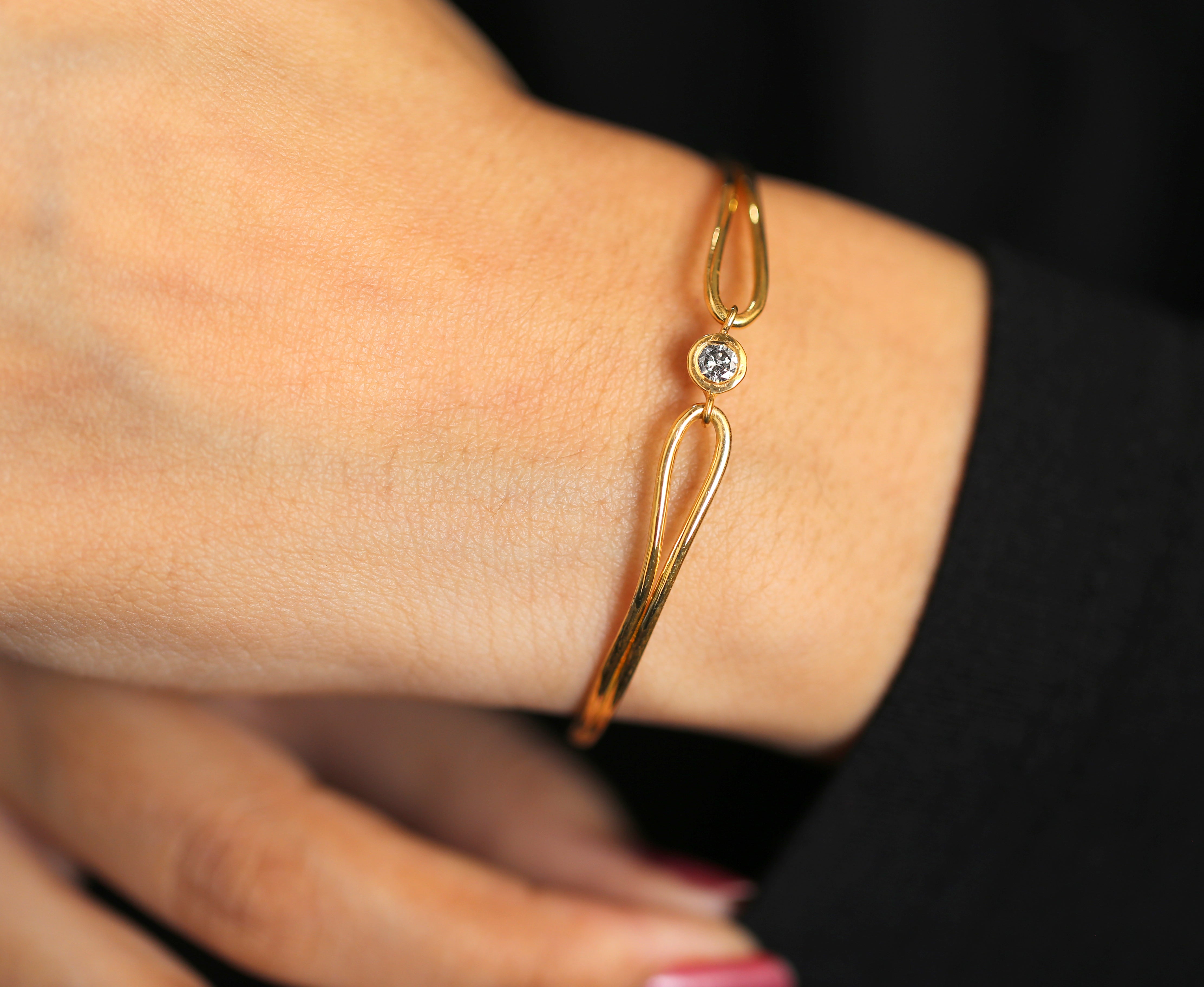 Salt And Pepper Diamond Round Brilliant Cut Bracelet 14K Solid Rose White Yellow Gold Bracelet Wedding Gift Bracelet 0.24 CT KD1091