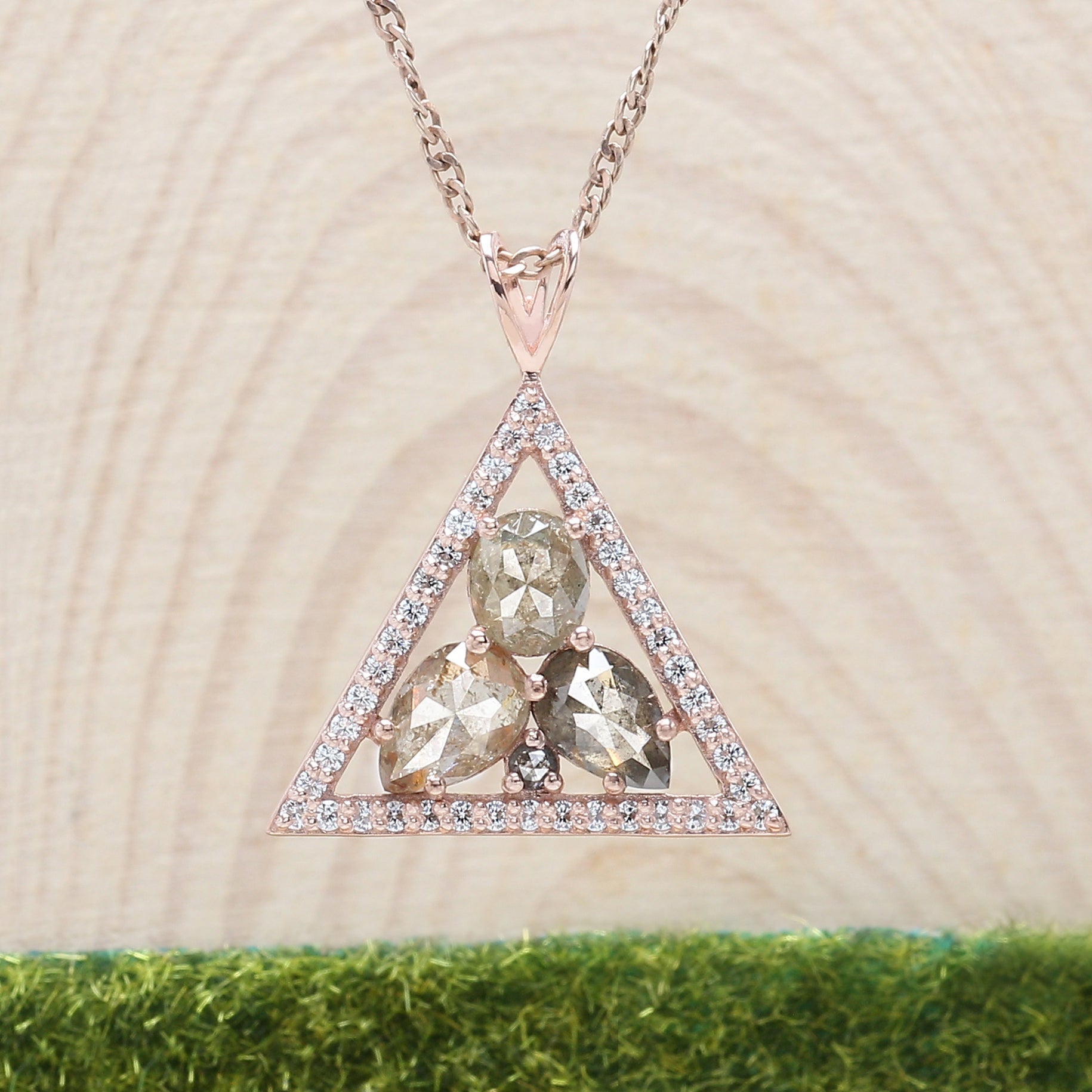 Salt And Pepper Mix Shape Diamond Pendant 14K Solid Rose White Yellow Gold Pendant Engagement Wedding Gift Pendant 1.80 CT KDL656