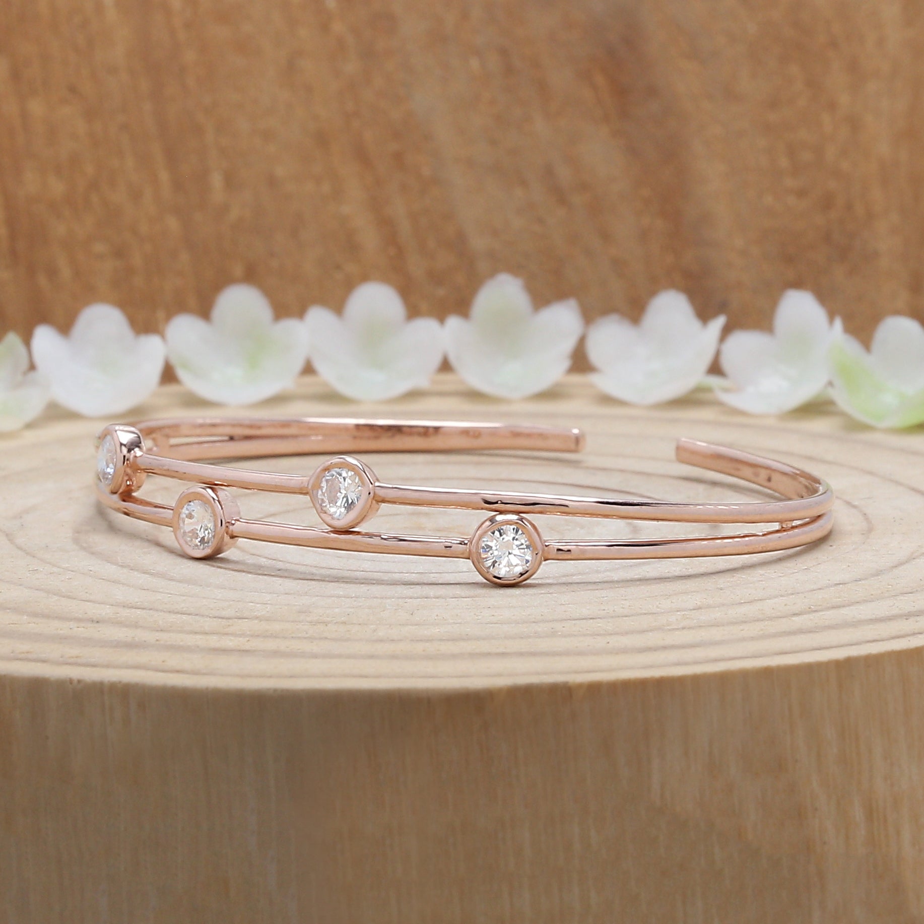 White Color Round Brilliant Cut Diamond Bracelet 14K Solid Rose White Yellow Gold Bracelet Engagement Wedding Gift Bracelet 0.68 CT KD948