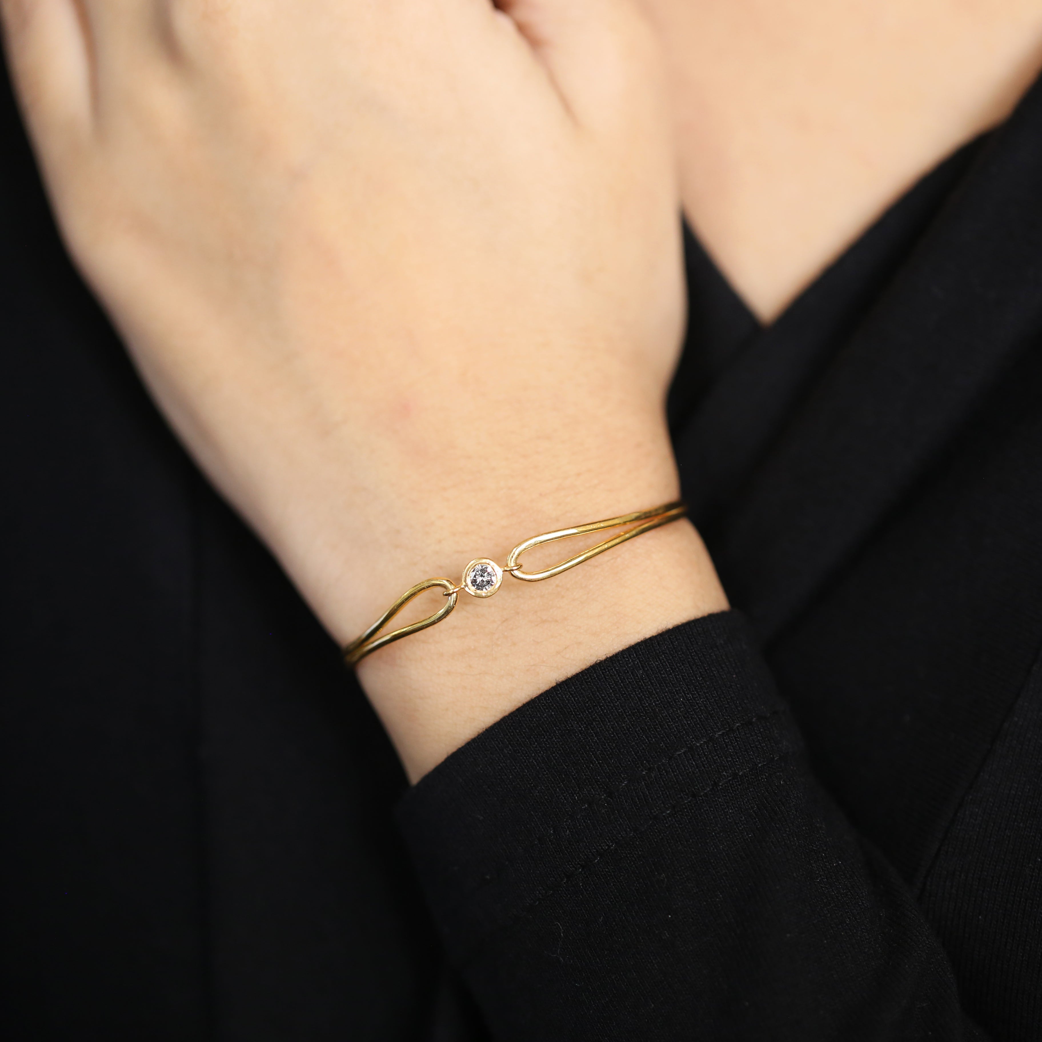 Salt And Pepper Diamond Round Brilliant Cut Bracelet 14K Solid Rose White Yellow Gold Bracelet Wedding Gift Bracelet 0.24 CT KD1091