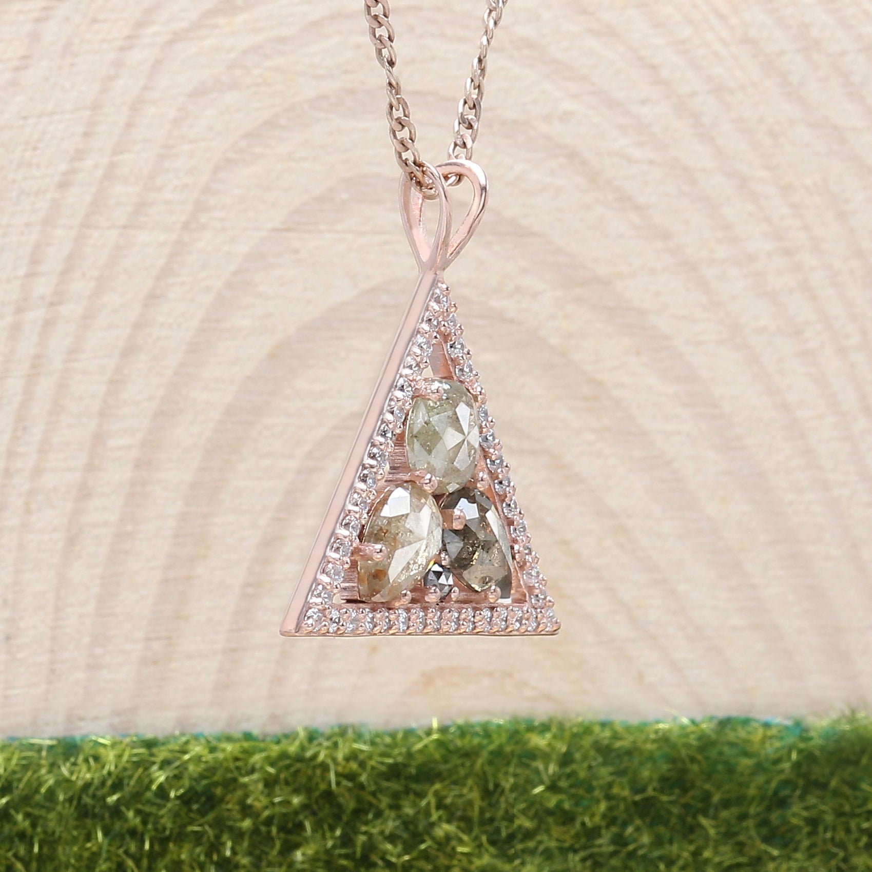 Salt And Pepper Mix Shape Diamond Pendant 14K Solid Rose White Yellow Gold Pendant Engagement Wedding Gift Pendant 1.80 CT KDL656