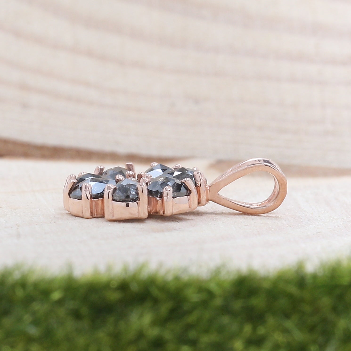 Pear Cut Salt And Pepper Diamond Pendant 1.05 Ct 4.25 MM Pear Shape Diamond Pendant 14K Solid Rose Gold Silver Engagement Pendant QL1278