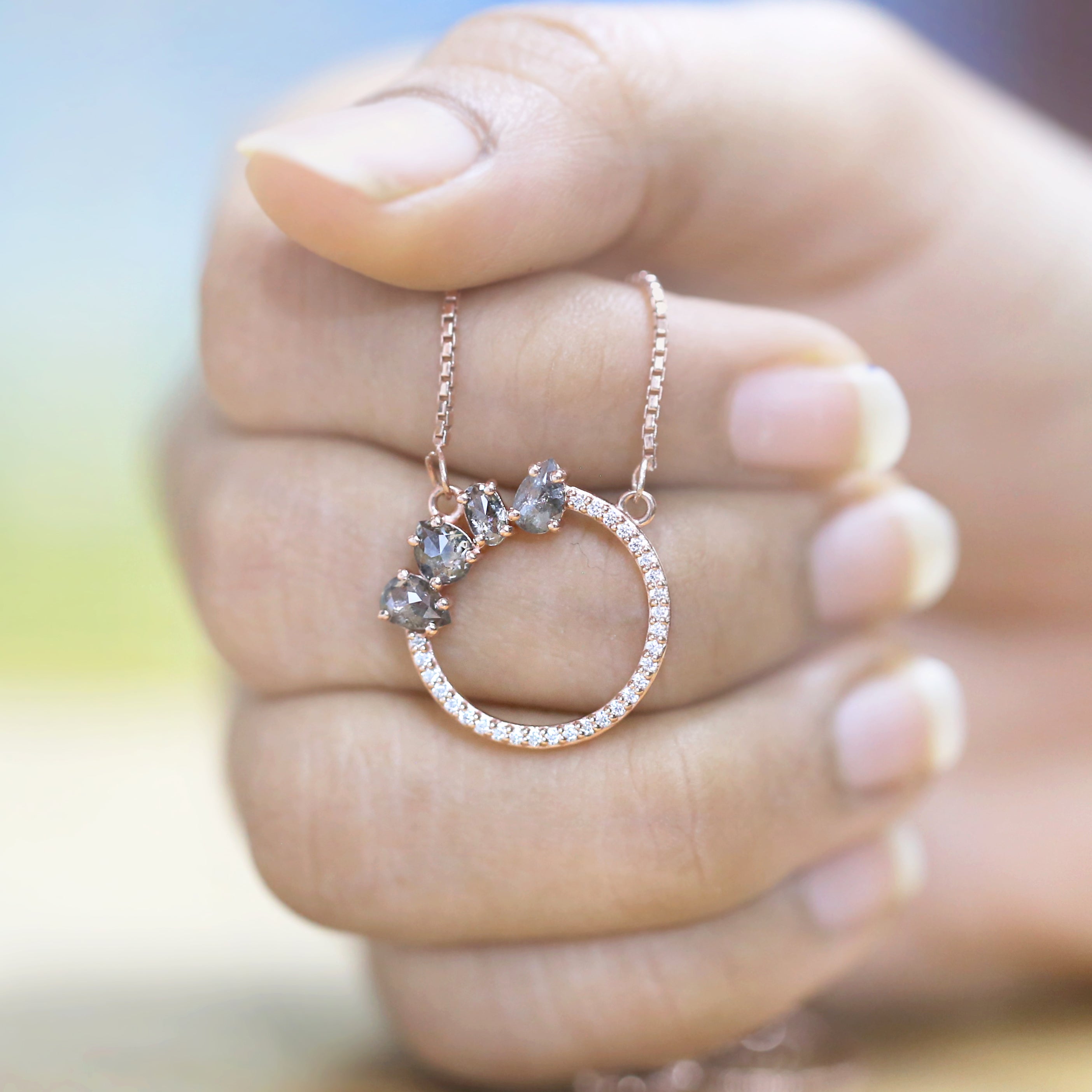 Mix Shape Salt And Pepper Diamond Pendant, Unique Diamond Pendant, Salt And Pepper Diamond Pendant, No Chain Including Only Pendant KDL1973