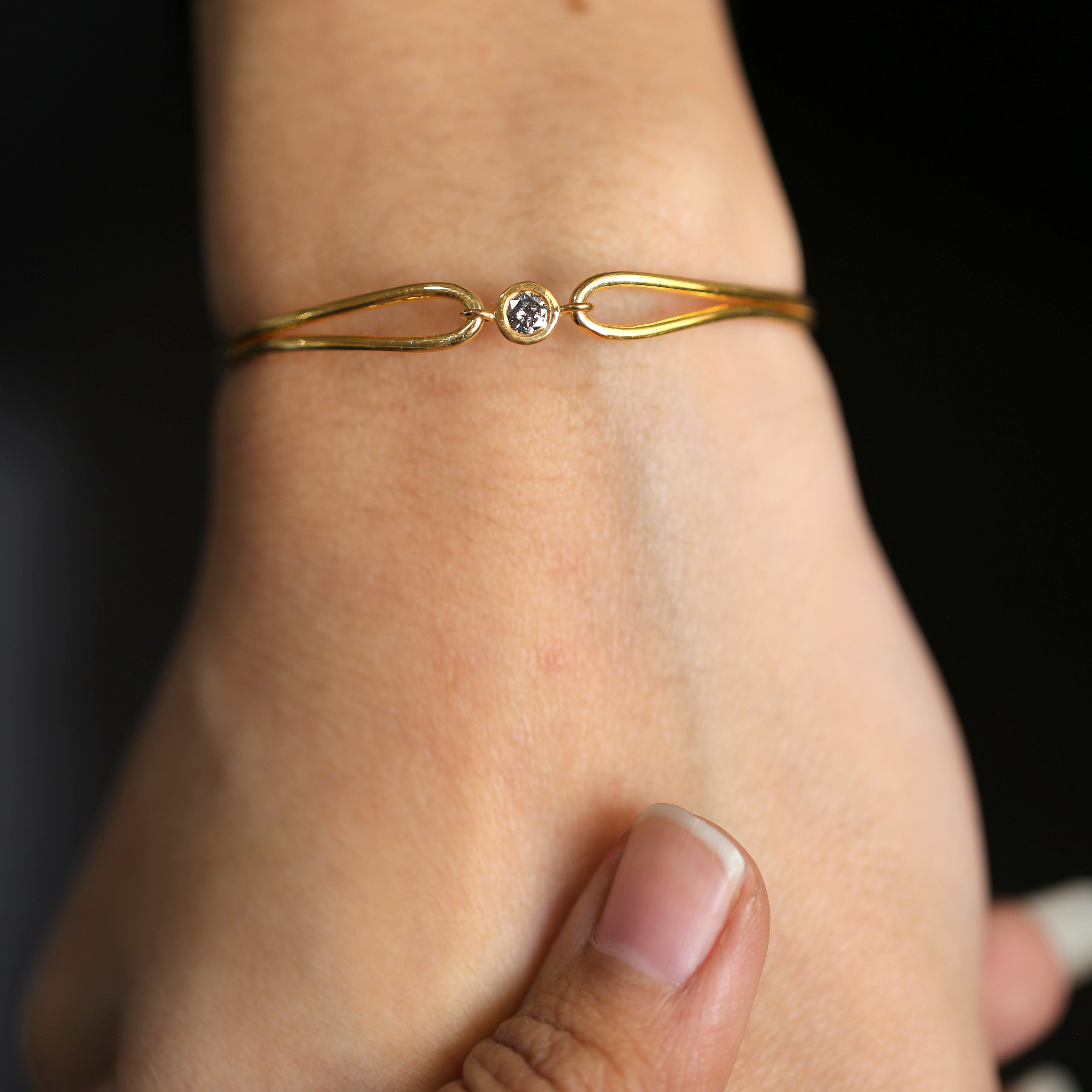 Salt And Pepper Diamond Round Brilliant Cut Bracelet 14K Solid Rose White Yellow Gold Bracelet Wedding Gift Bracelet 0.24 CT KD1091