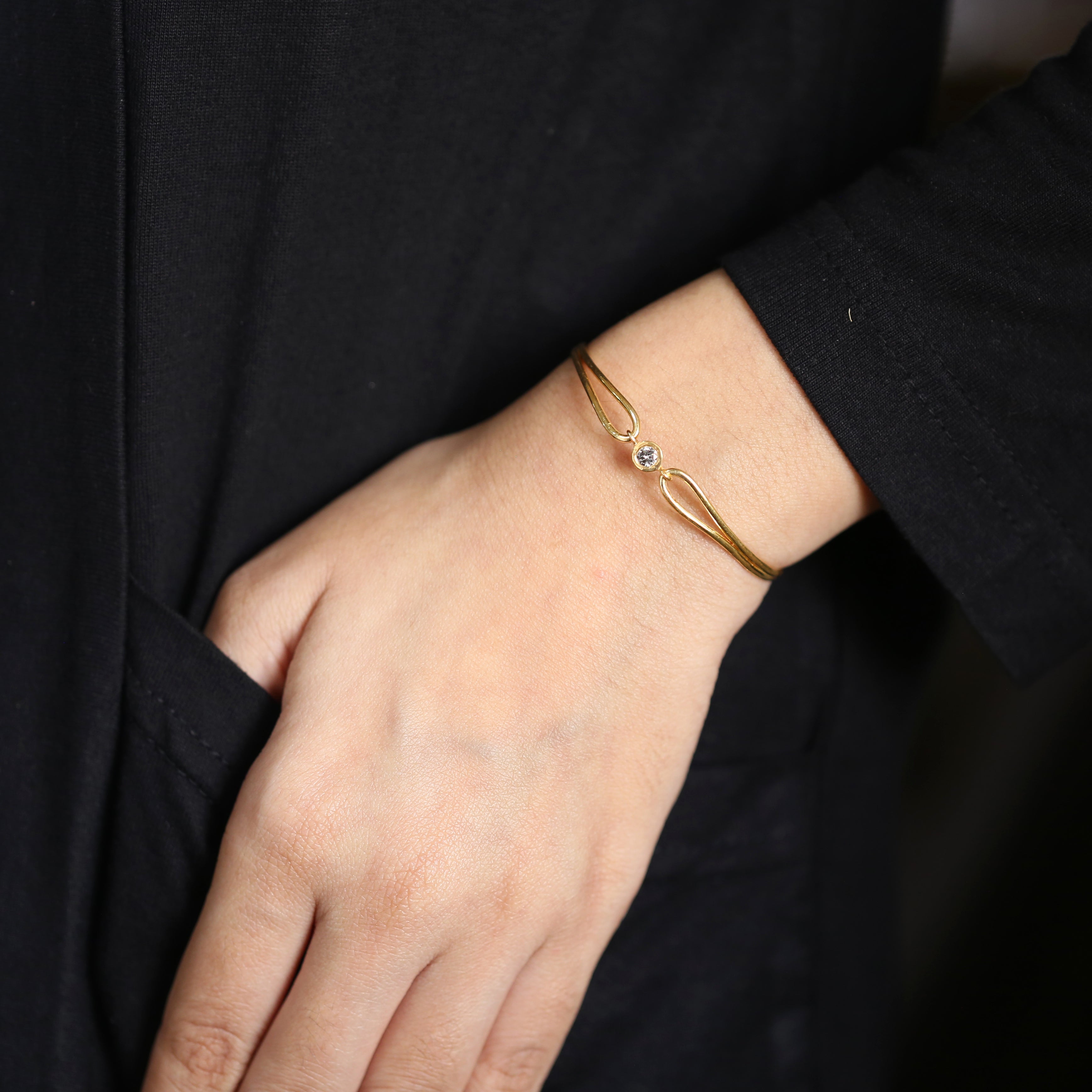 Salt And Pepper Diamond Round Brilliant Cut Bracelet 14K Solid Rose White Yellow Gold Bracelet Wedding Gift Bracelet 0.24 CT KD1091