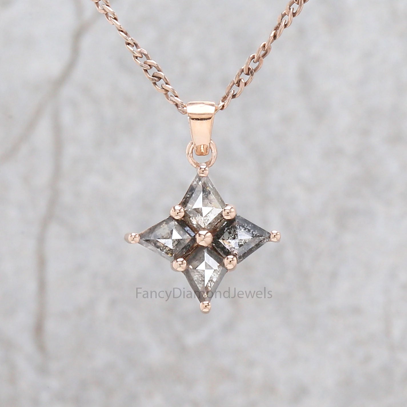 Kite Salt And Pepper Diamond Pendant, Unique Diamond Pendant, Salt And Pepper Diamond Pendant, Kite Pendant, Dangling Diamond Pendant KD1096