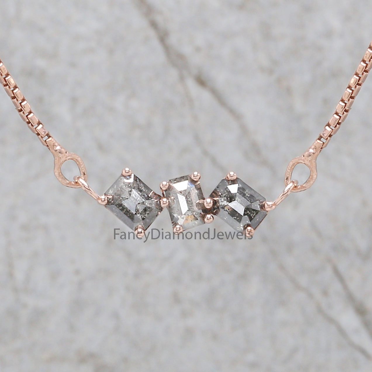 Emerald Salt And Pepper Diamond Pendant, Unique Diamond Pendant, Salt And Pepper Diamond Pendant, Emerald Double Chain Necklace KDK2587