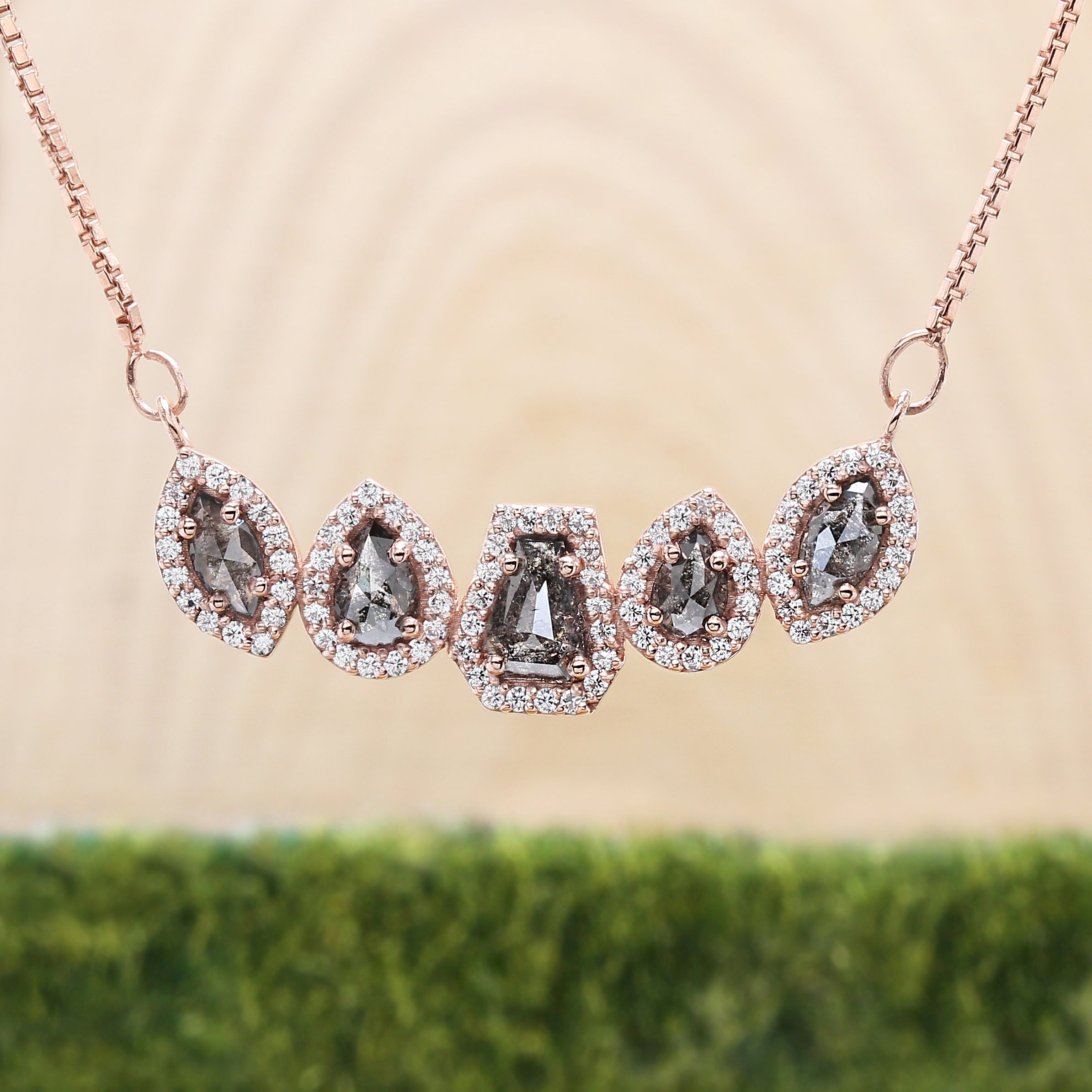 Mix Shape Salt And Pepper Diamond Pendant Engagement Wedding Gift Pendant 14K Solid Rose White Yellow Gold Pendant 1.17 CT KDN1804