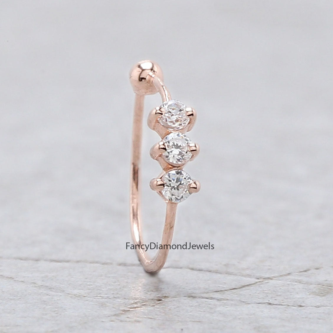 Natural White Round Diamond Nose Rings Engagement Wedding Gift Nose Ring 14K Solid Rose White Yellow Gold Nose Ring 0.06 CT KD976