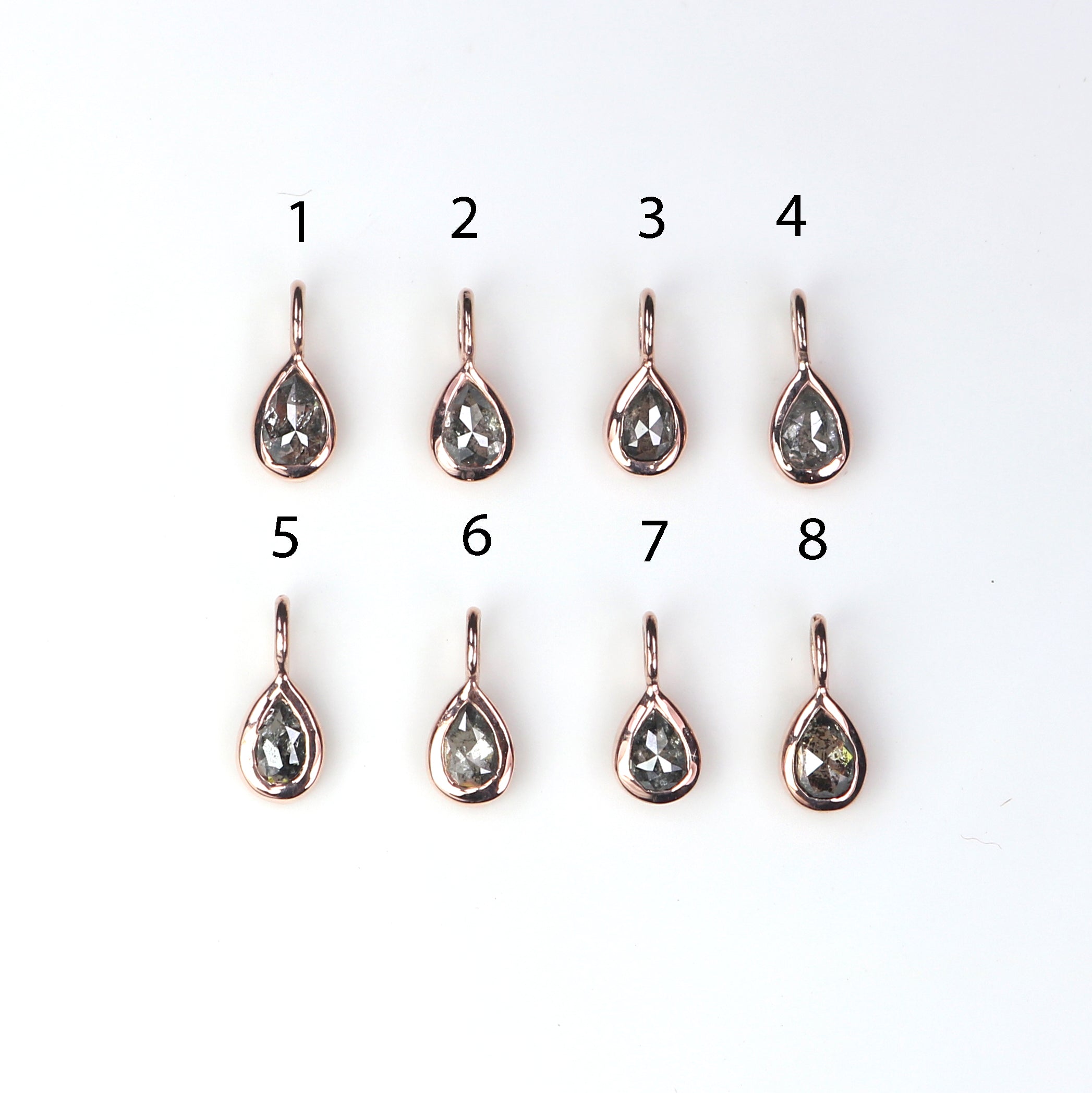 Pear Salt And Pepper Diamond Pendant Engagement Wedding Gift Pendant 14K Solid Rose White Yellow Gold Pendant KD1089