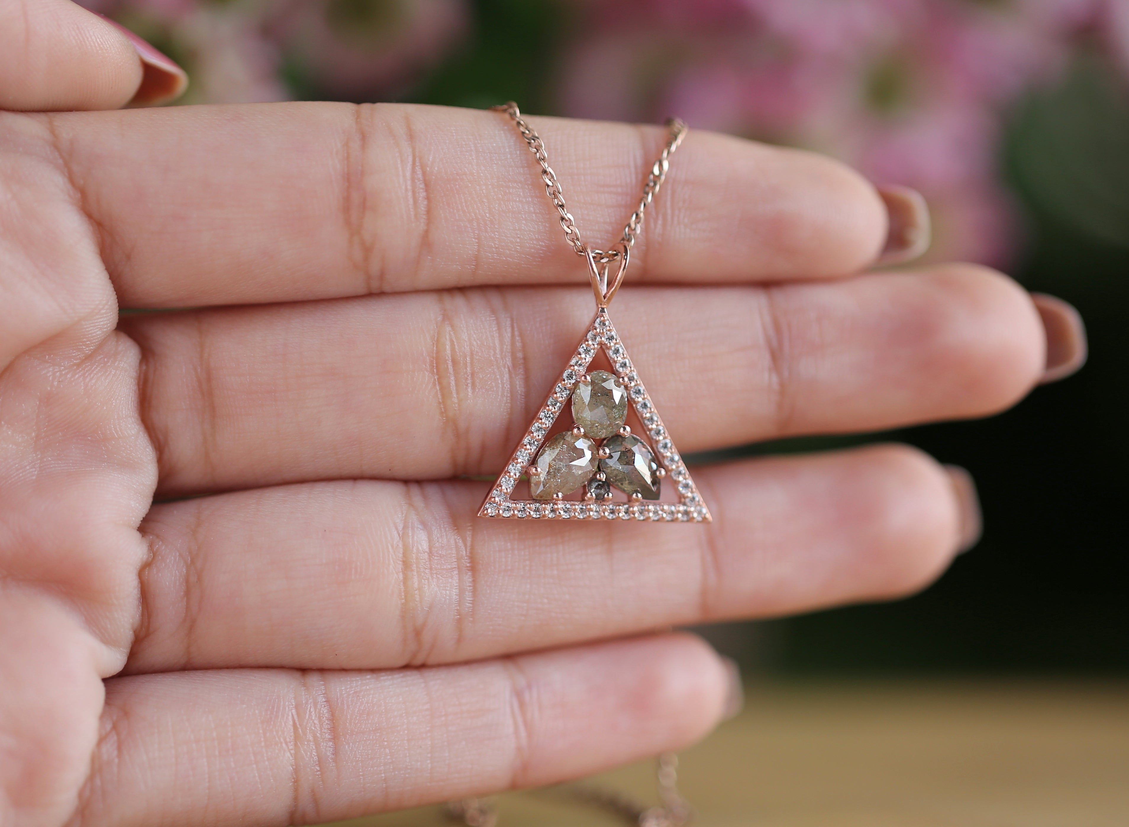 Salt And Pepper Mix Shape Diamond Pendant 14K Solid Rose White Yellow Gold Pendant Engagement Wedding Gift Pendant 1.80 CT KDL656