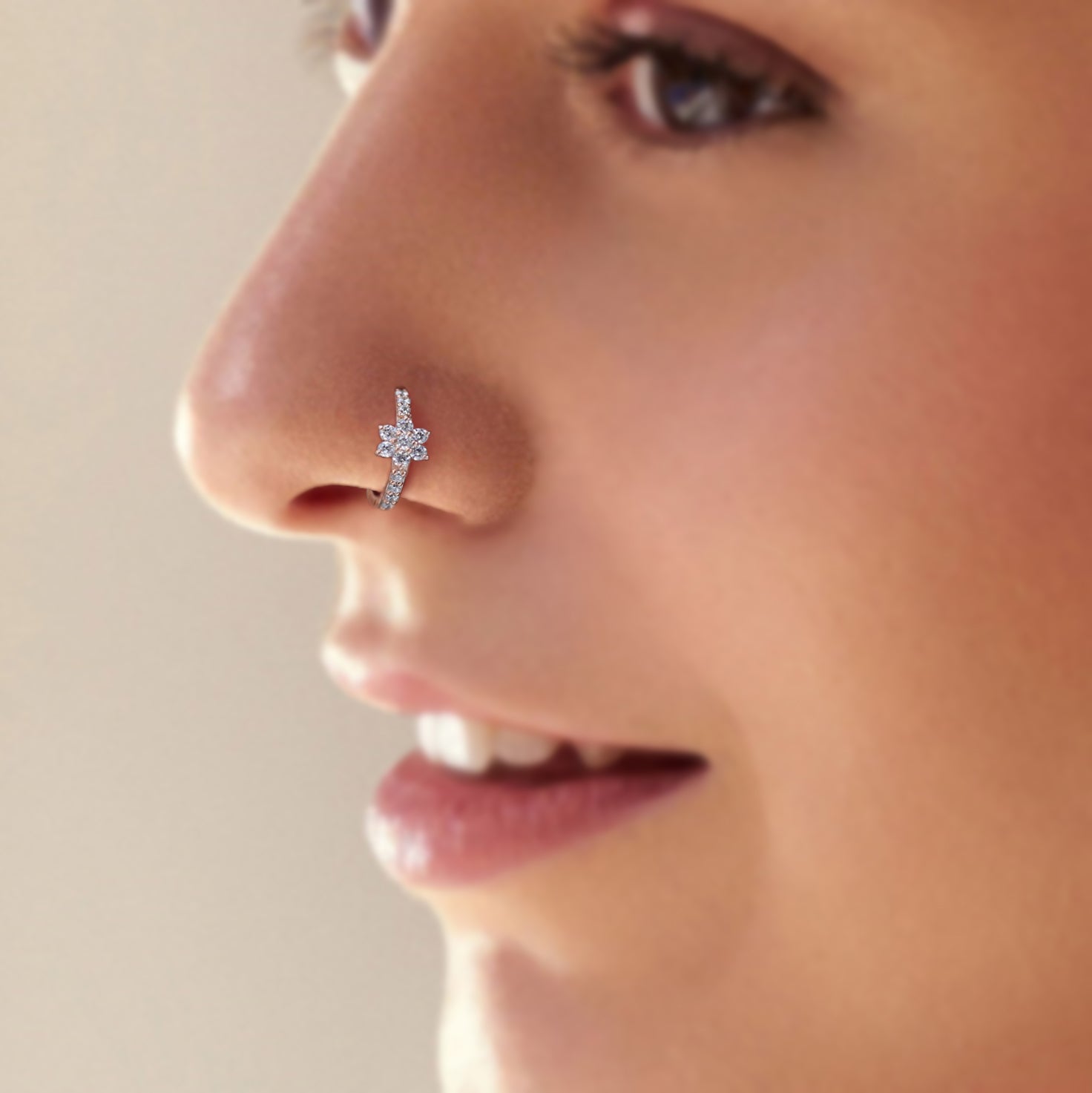 Natural White Round Diamond Nose Rings Engagement Wedding Gift Nose Ring 14K Solid Rose White Yellow Gold Nose Ring 0.16 CT KD951