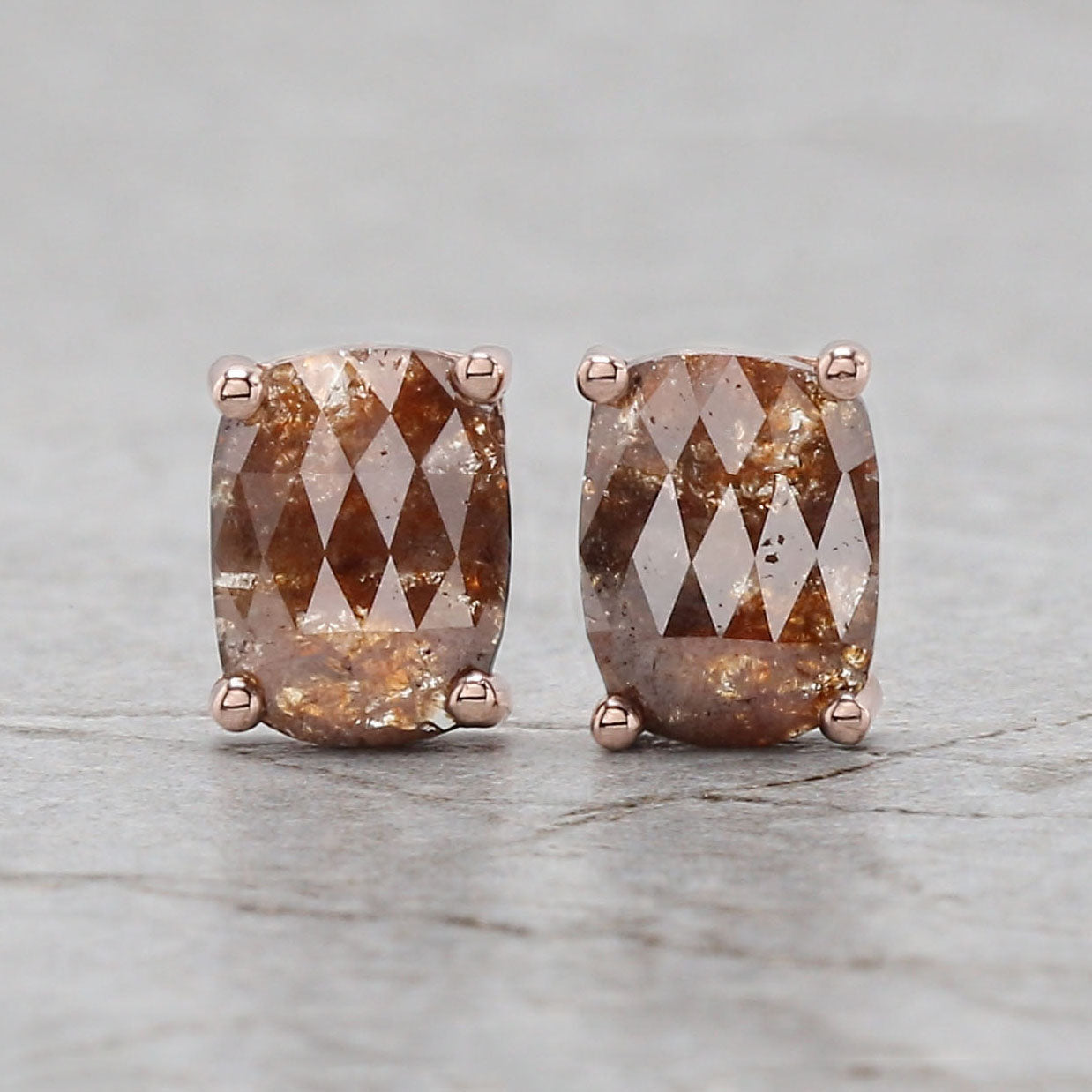 Cushion Brown Color Diamond Earring Engagement Wedding Gift Earring 14K Solid Rose White Yellow Gold Earring 2.49 CT KDN8224