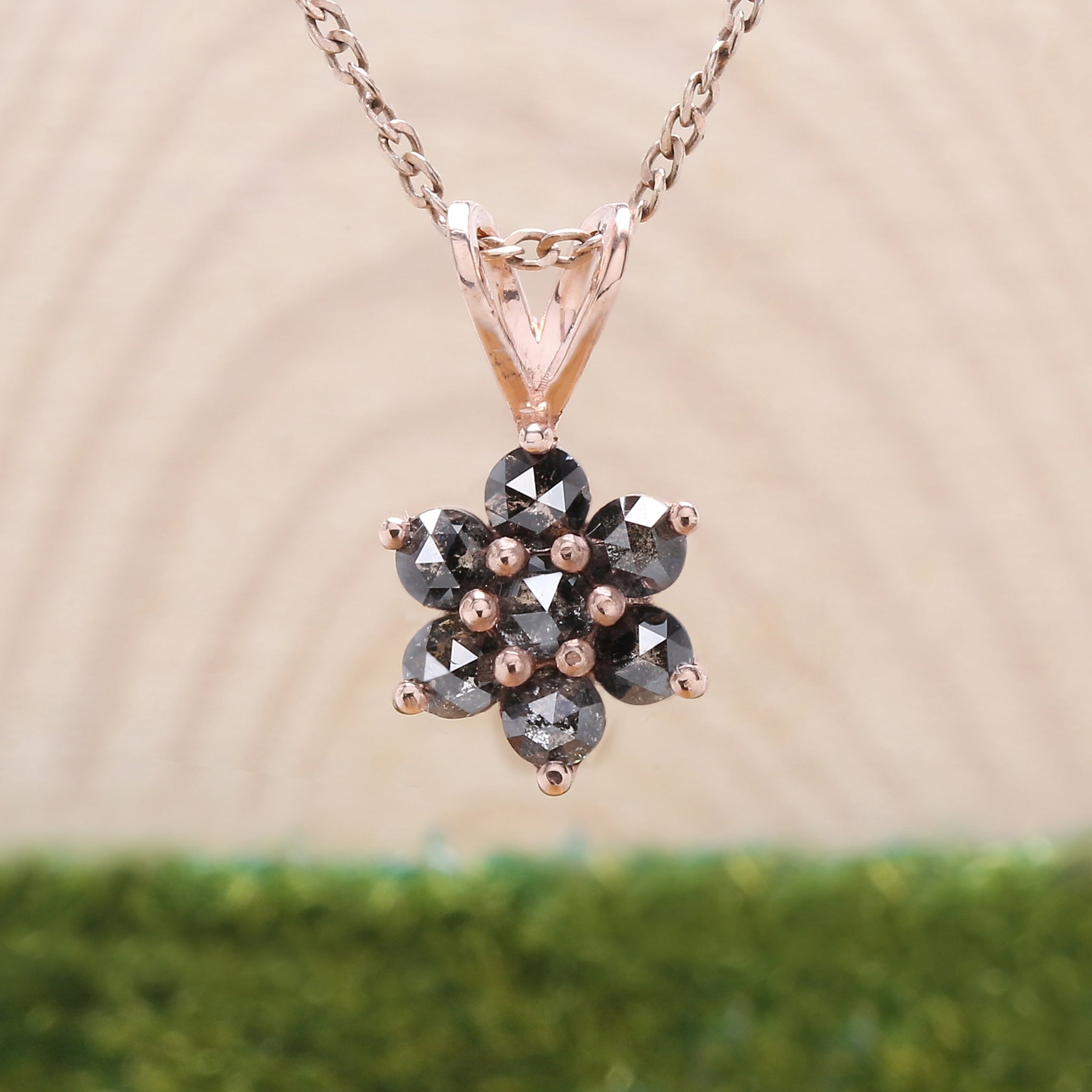 Round Rose Cut Salt And Pepper Diamond Pendant, Unique Diamond Pendant, Dangling Diamond Pendant, No Chain Including Only Pendant KDL6226