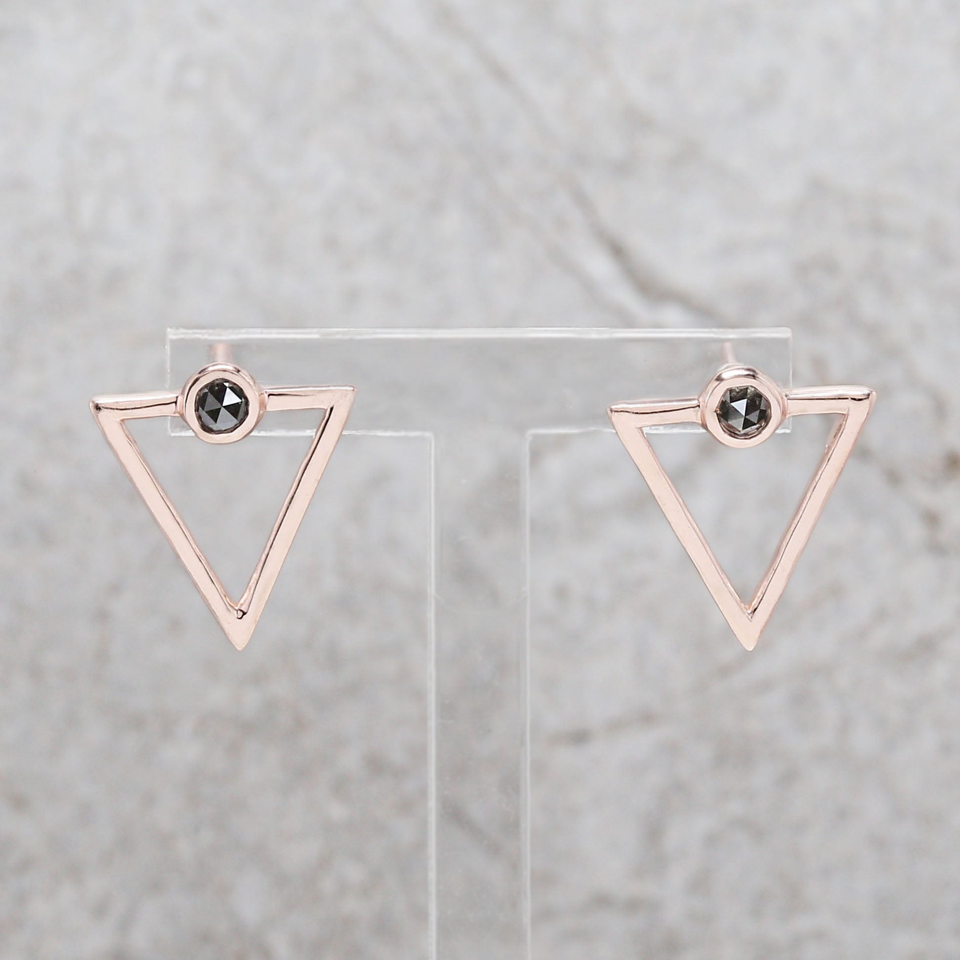 Round Rose Cut Salt And Pepper Diamond Earring Engagement Wedding Gift Earring 14K Solid Rose White Yellow Gold Earring 0.24 CT KD1082