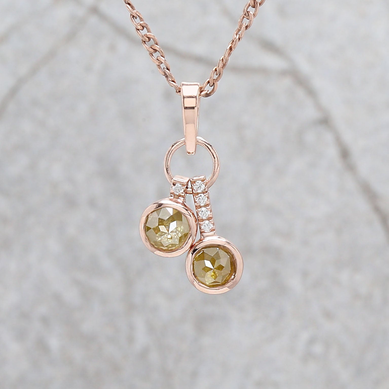 Round Rose Cut Yellow Color Diamond Pendant Engagement Wedding Gift Pendant 14K Solid Rose White Yellow Gold Pendant 0.84 CT KDK1203