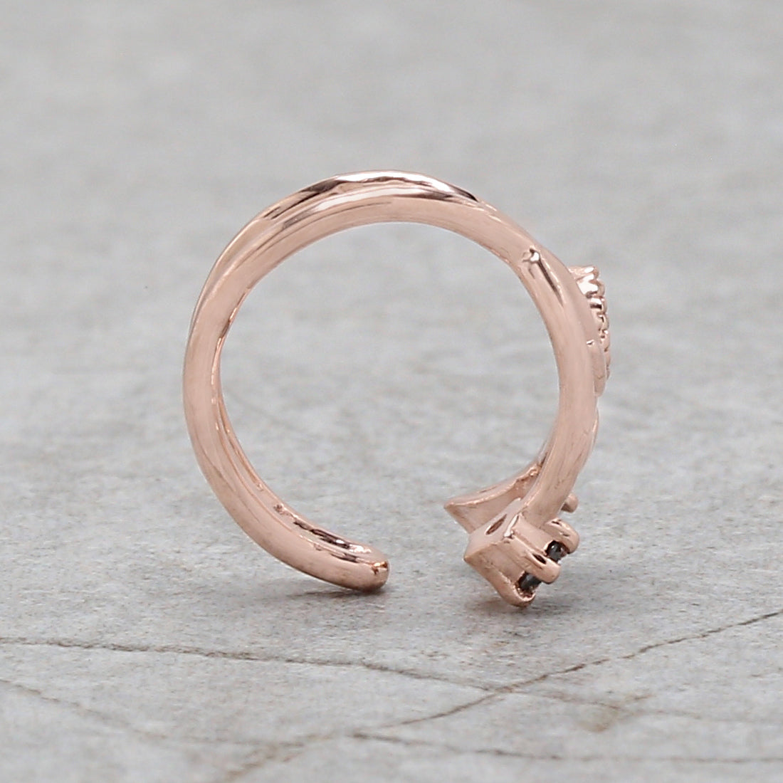 Natural Round / Marquise Diamond 14K Solid Rose White Yellow Gold Ear Cuff Ring Engagement Wedding Gift Ear Cuff KD1071