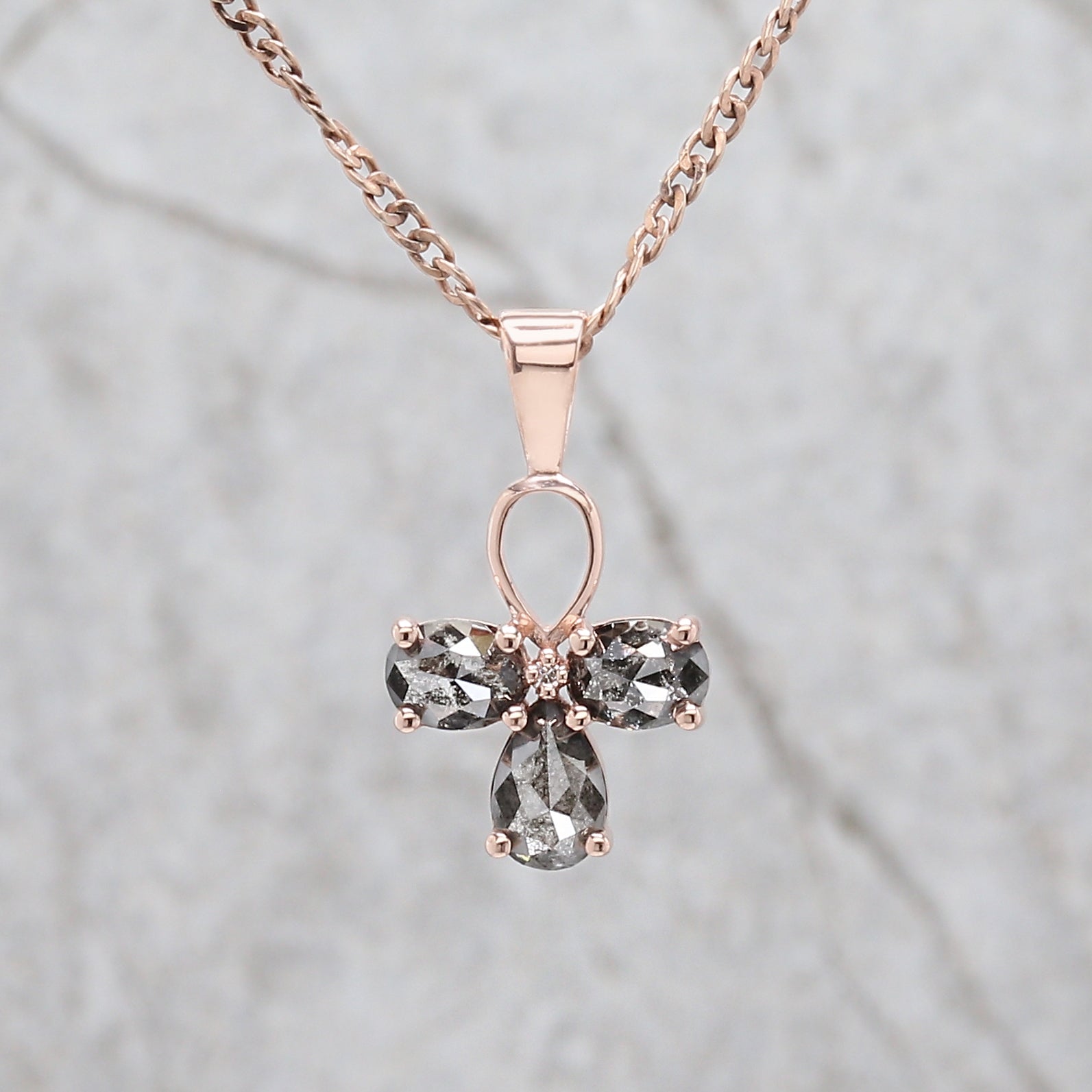 Mix Shape Salt And Pepper Diamond Pendant Engagement Wedding Gift Pendant 14K Solid Rose White Yellow Gold Pendant 0.81 CT KDL2446