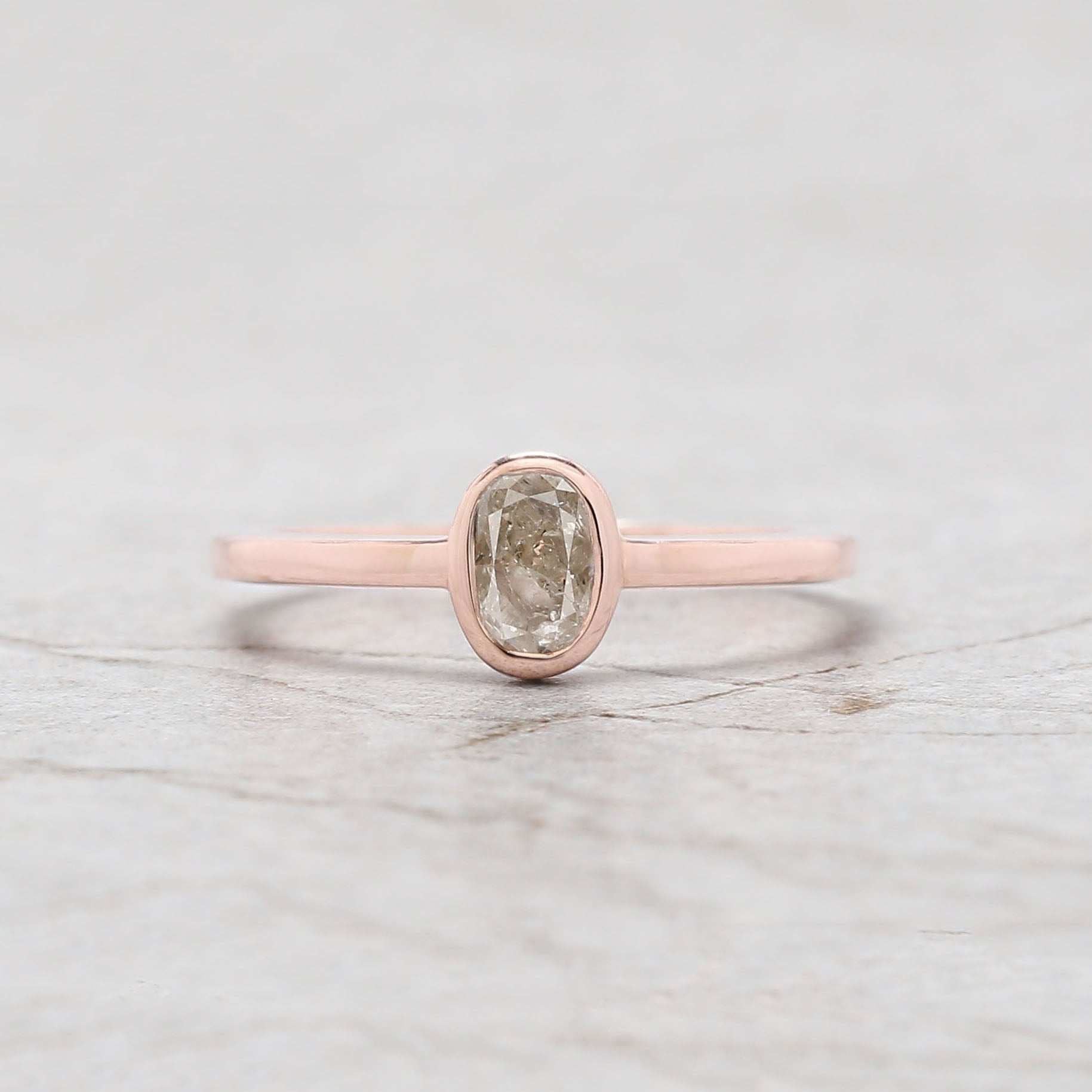 Oval Gray Color Diamond Ring Engagement Wedding Gift Ring 14K Solid Rose White Yellow Gold Ring 0.57 CT KDL5971
