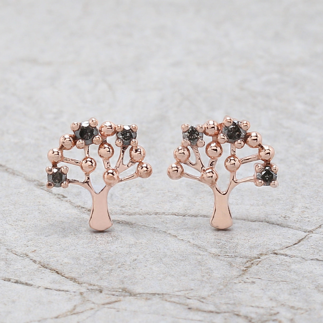 Round Salt And Pepper Diamond Earring Engagement Wedding Gift Earring 14K Solid Rose White Yellow Gold Earring 0.24 CT KD1075