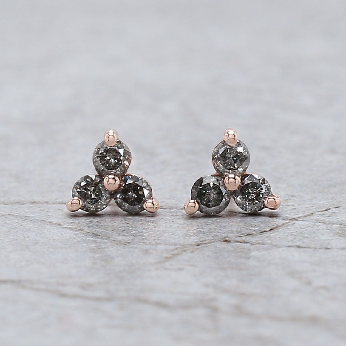 Round Salt And Pepper Diamond Earring Engagement Wedding Gift Earring 14K Solid Rose White Yellow Gold Earring 0.28 CT KD1025