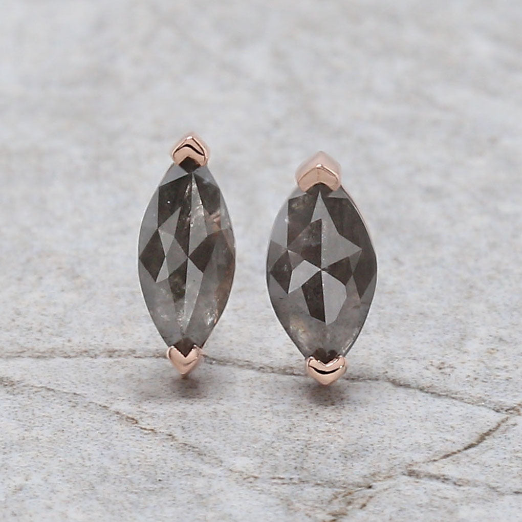 Marquise Salt and Pepper Diamond Earring Engagement Wedding Gift Earring 14K Solid Rose White Yellow Gold Earring 0.77 CT KDL1076