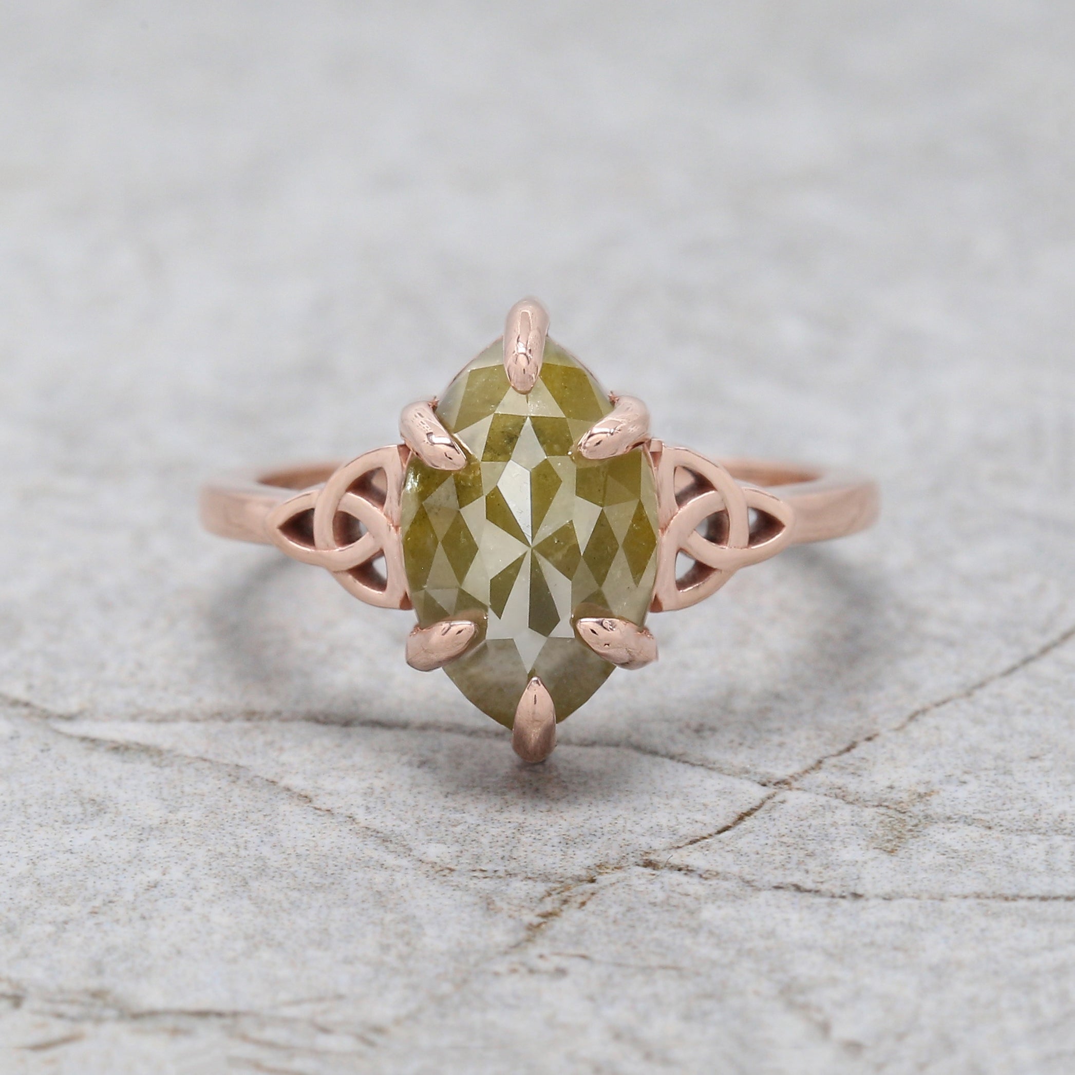 Marquise Shape Yellow Color Diamond Ring 3.06 Ct 11.60 MM Marquise Cut Diamond Ring 14K Rose Gold Silver Engagement Ring Gift For Her QL6773