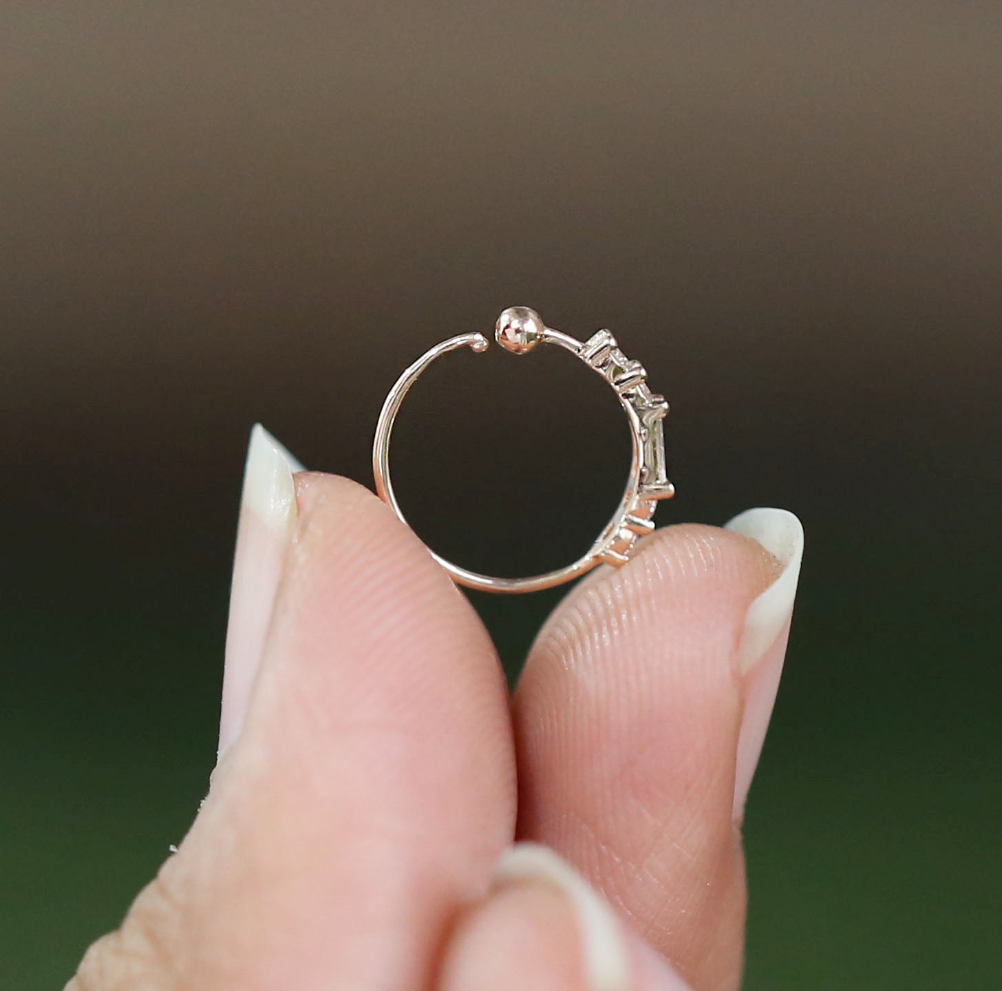 Natural White Round/Baguette Diamond Nose Rings Engagement Wedding Gift Nose Ring 14K Solid Rose White Yellow Gold Nose Ring 0.10 CT KD970