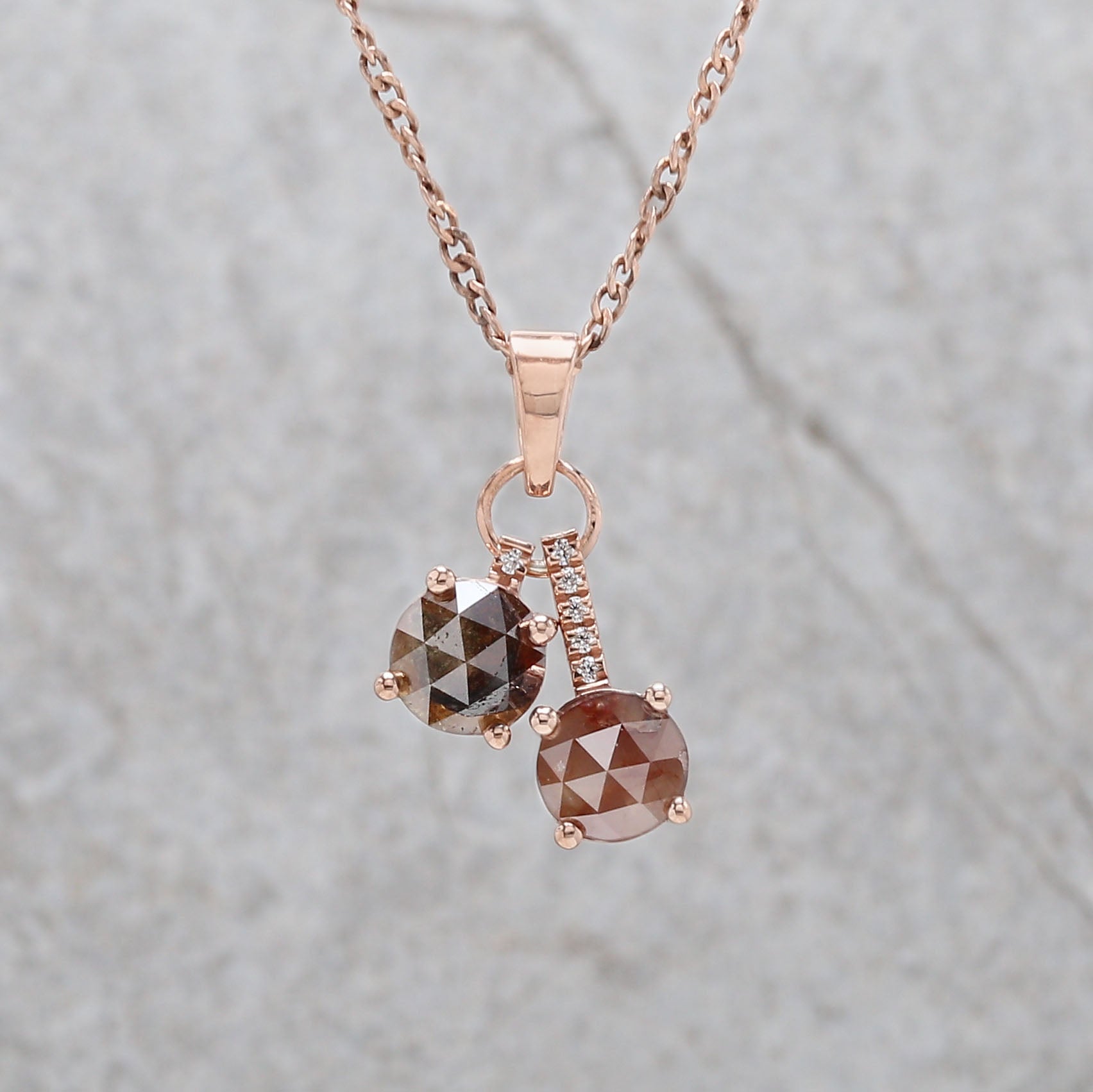 Round Rose Cut Diamond Pendant, Unique Diamond Pendant, Brown Diamond Pendant, Brown Round Pendant, No Chain Including Only Pendant, KDL6348