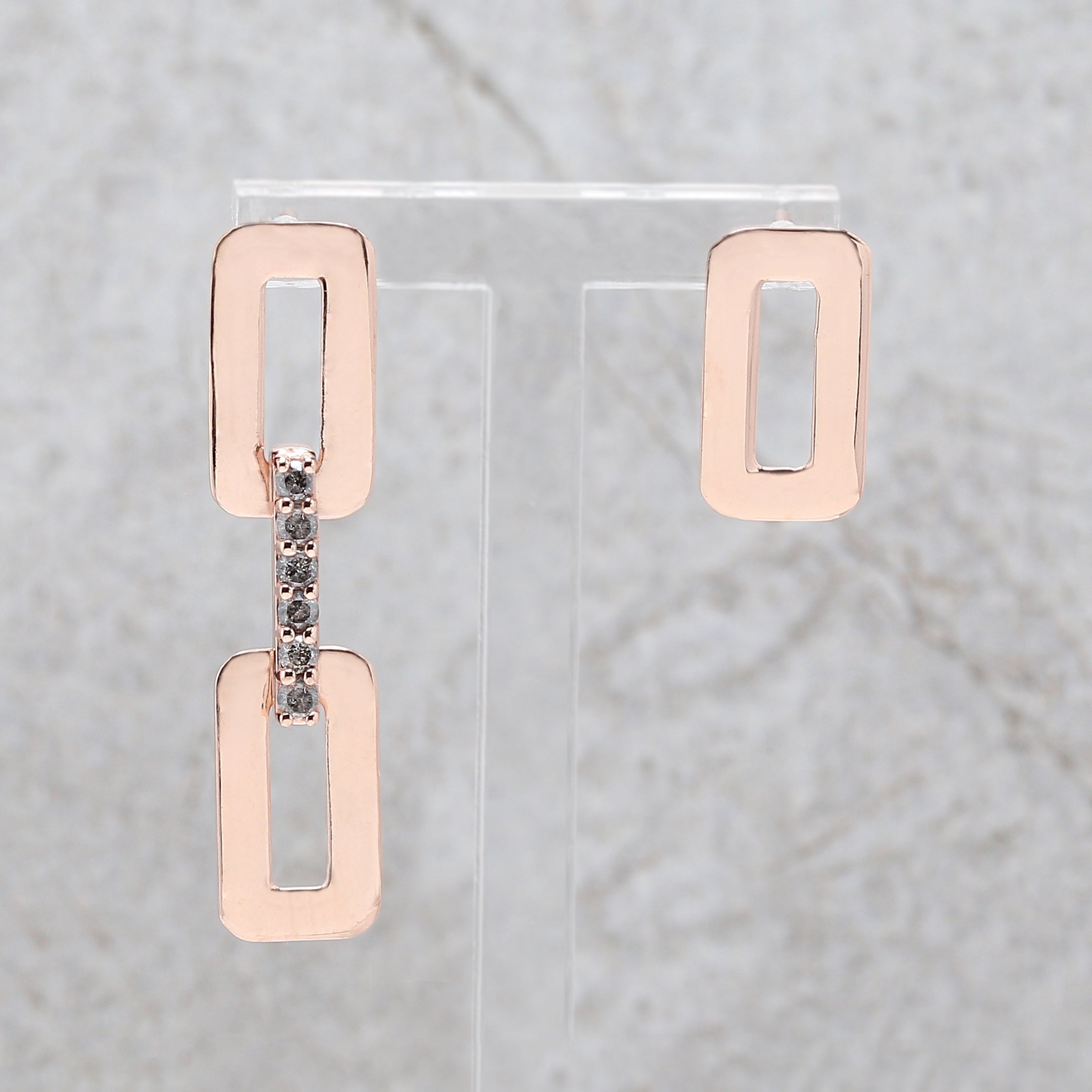 Round Salt And Pepper Diamond Earring Engagement Wedding Gift Earring 14K Solid Rose White Yellow Gold Earring 0.18 CT KD1074