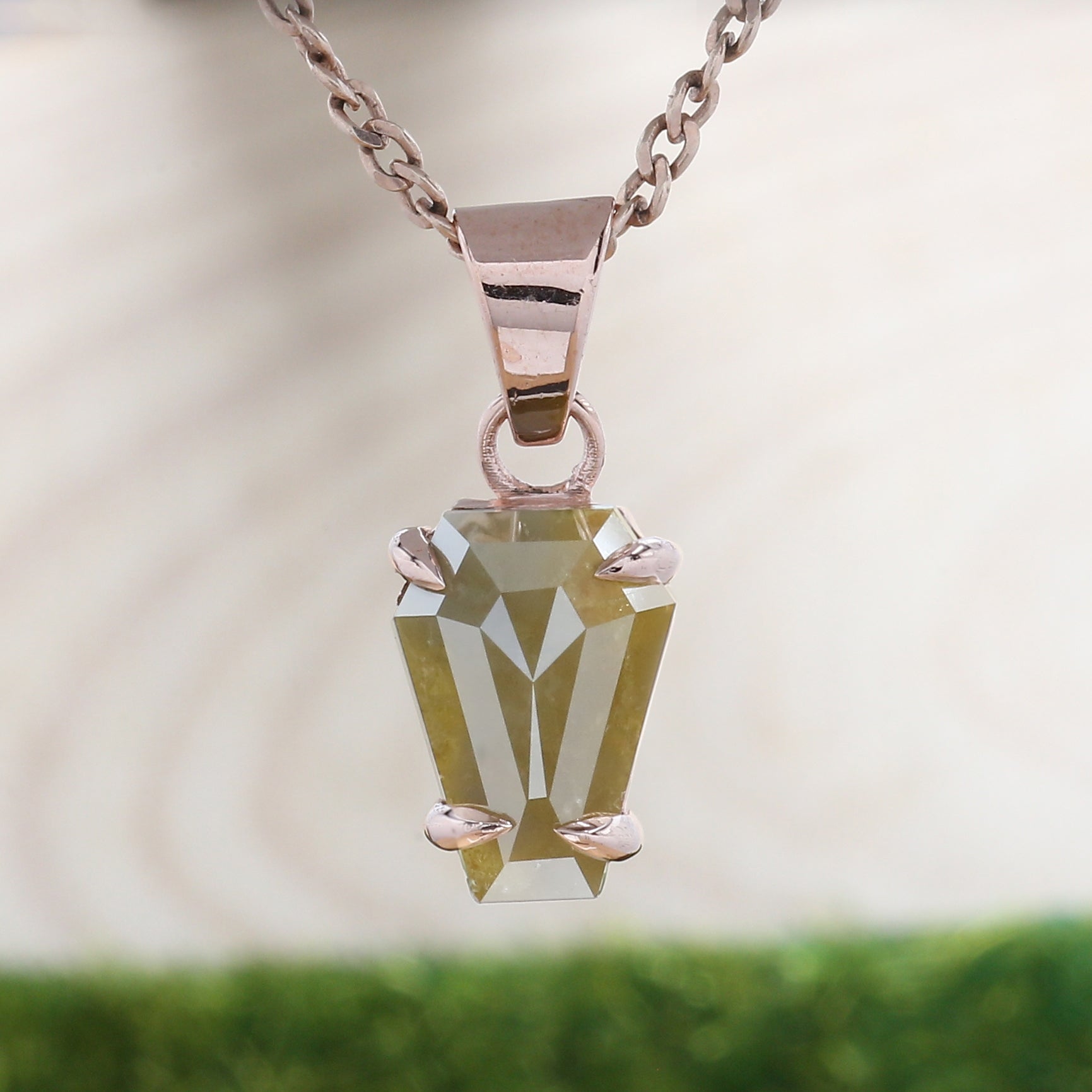 Coffin Yellow Diamond Pendant, Unique Diamond Pendant, Yellow Diamond Pendant, Coffin Pendant, No Chain Including Only Pendant KDL9586