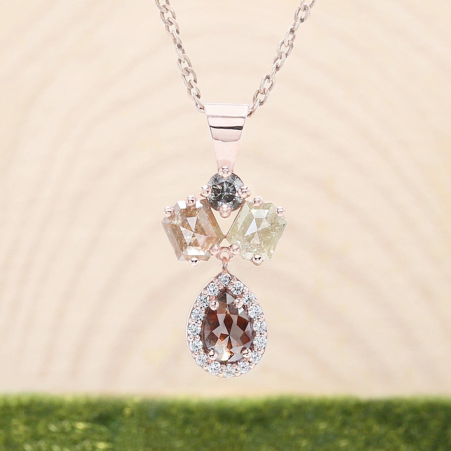 Mix Shape Salt And Pepper Diamond Pendant, Unique Diamond Pendant, Salt And Pepper Diamond Pendant, No Chain Including Only Pendant, KDL647