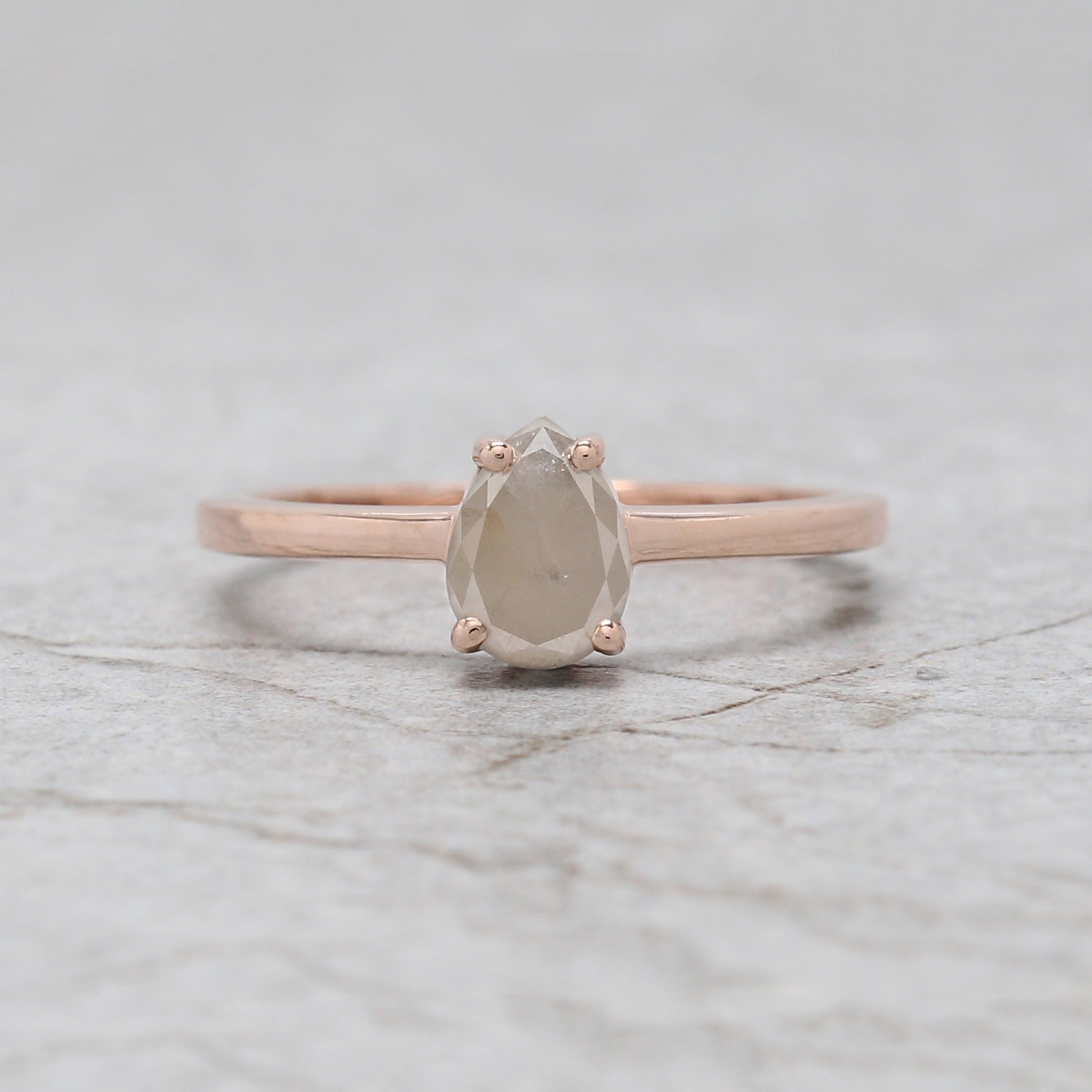 Oval Cut Grey Color Diamond Ring 0.57 Ct 5.50 MM Oval Shape Diamond Ring 14K Solid Rose Gold Silver Oval Engagement Ring Gift For Her QL5971