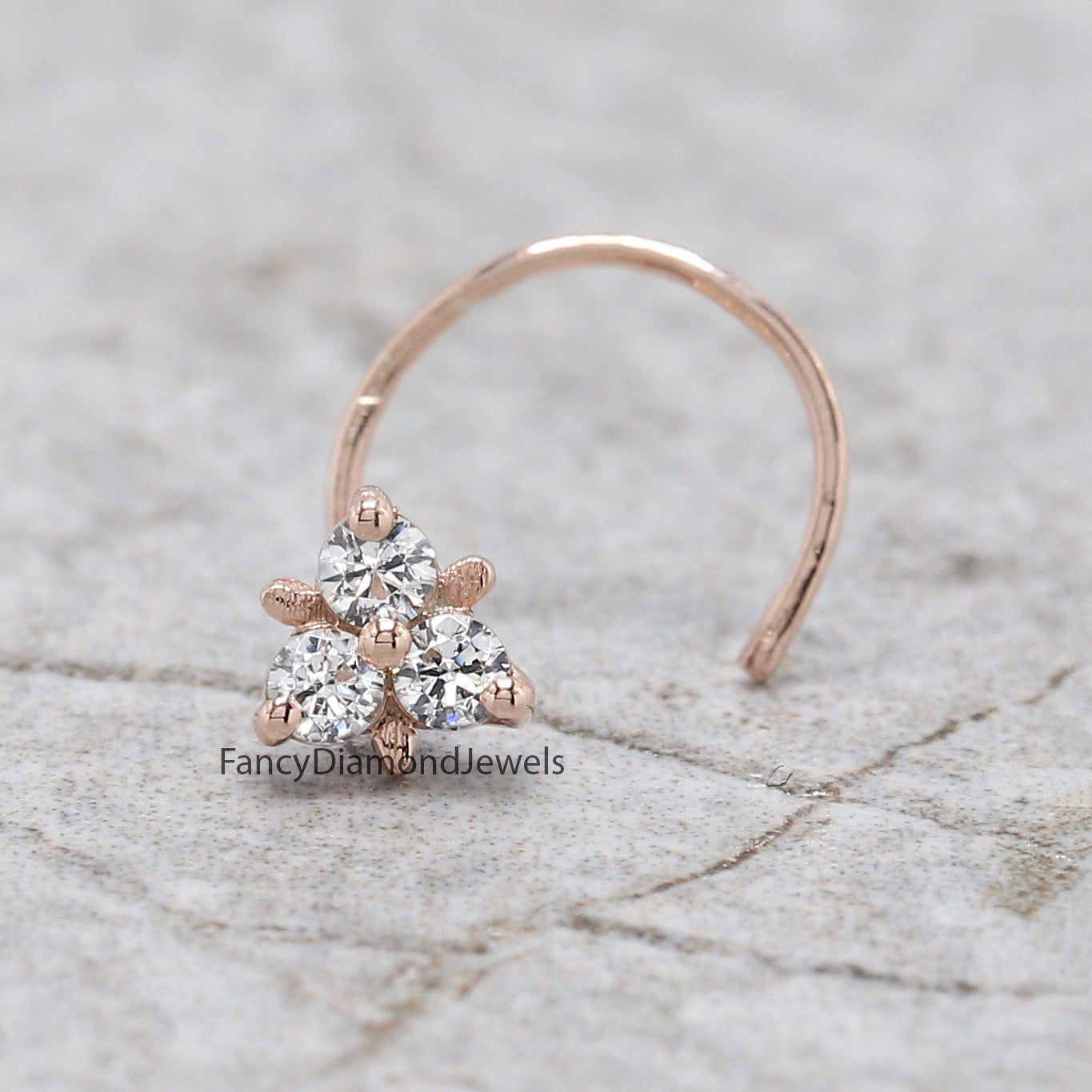 Natural White Round Diamond Nose Rings Engagement Wedding Gift Nose Ring 14K Solid Rose White Yellow Gold Nose Ring 0.08 CT KD958