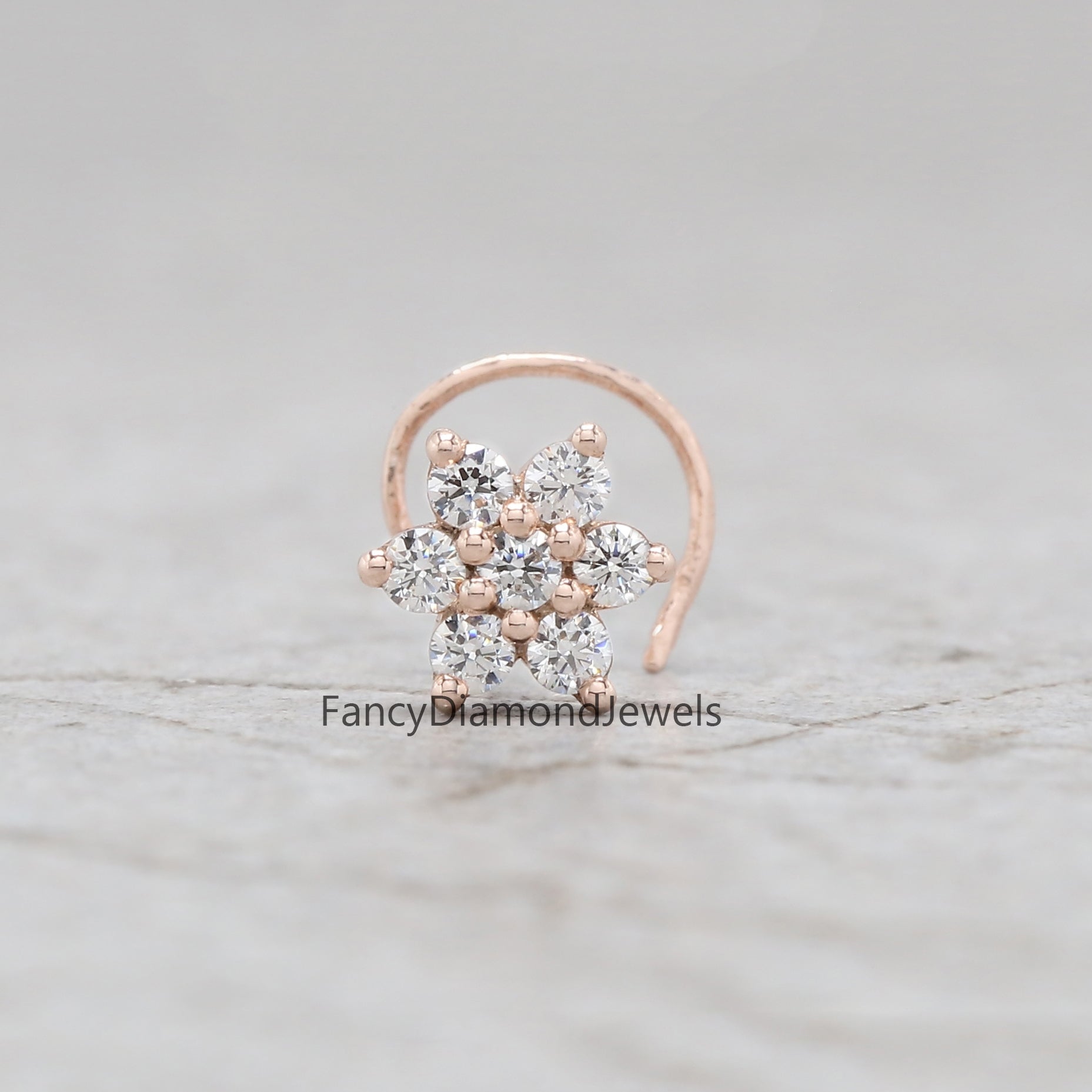 Natural White Round Diamond Nose Rings Engagement Wedding Gift Nose Ring 14K Solid Rose White Yellow Gold Nose Ring 0.18 CT KD953