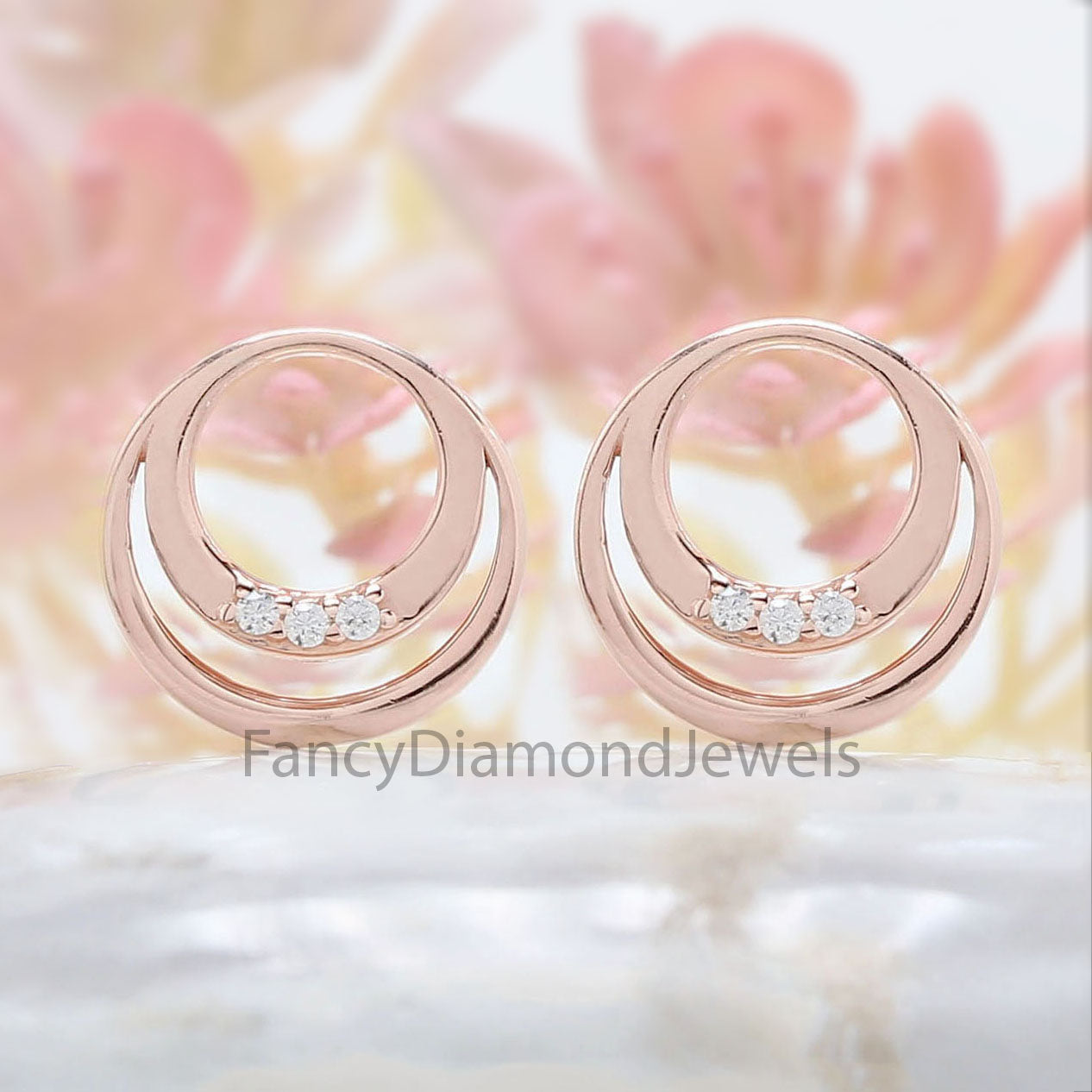 Round White Color Diamond Earring Engagement Wedding Gift Earring 14K Solid Rose White Yellow Gold Earring 0.04 CT KD982