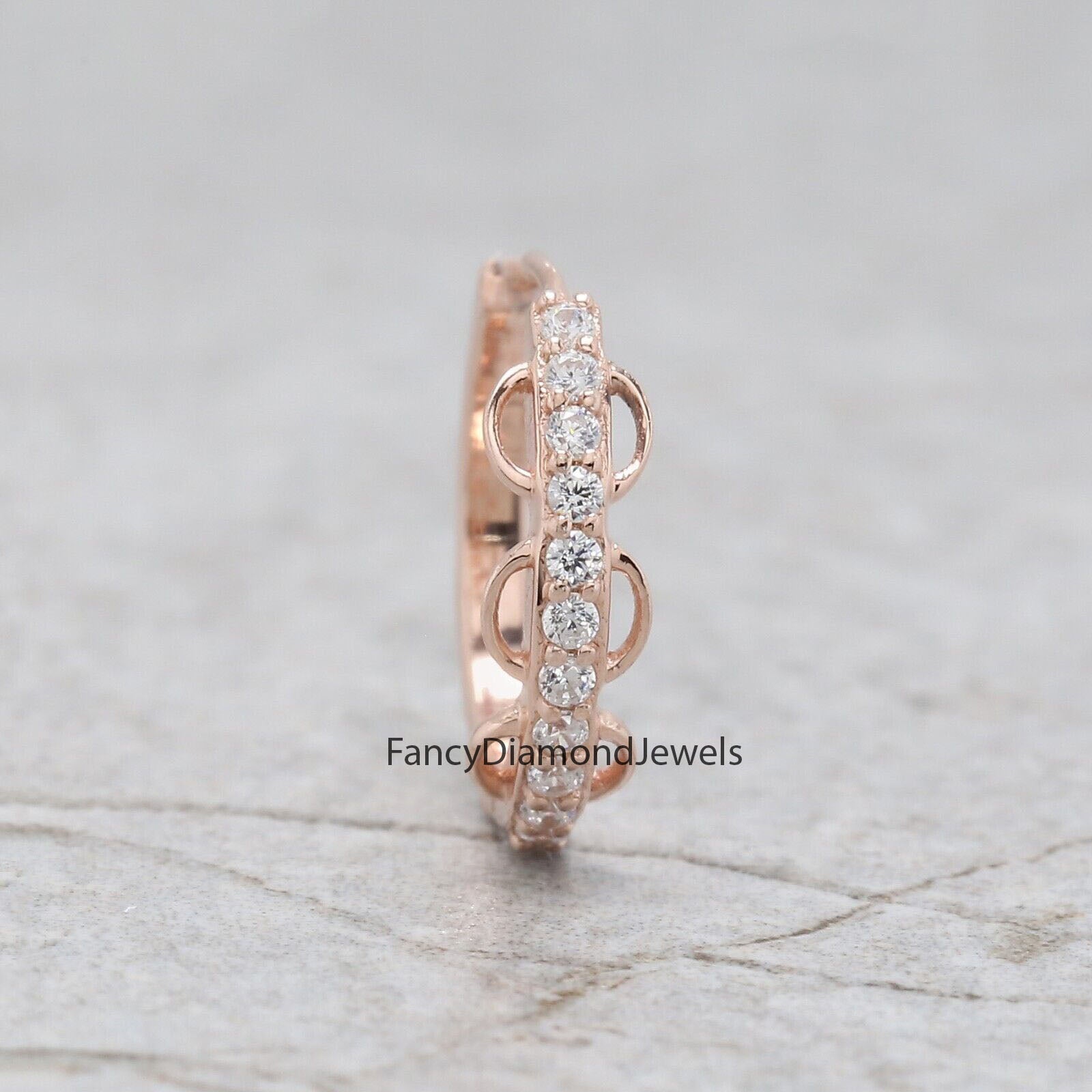 Natural White Round Diamond Nose Rings Engagement Wedding Gift Nose Ring 14K Solid Rose White Yellow Gold Nose Ring 0.08 CT KD972