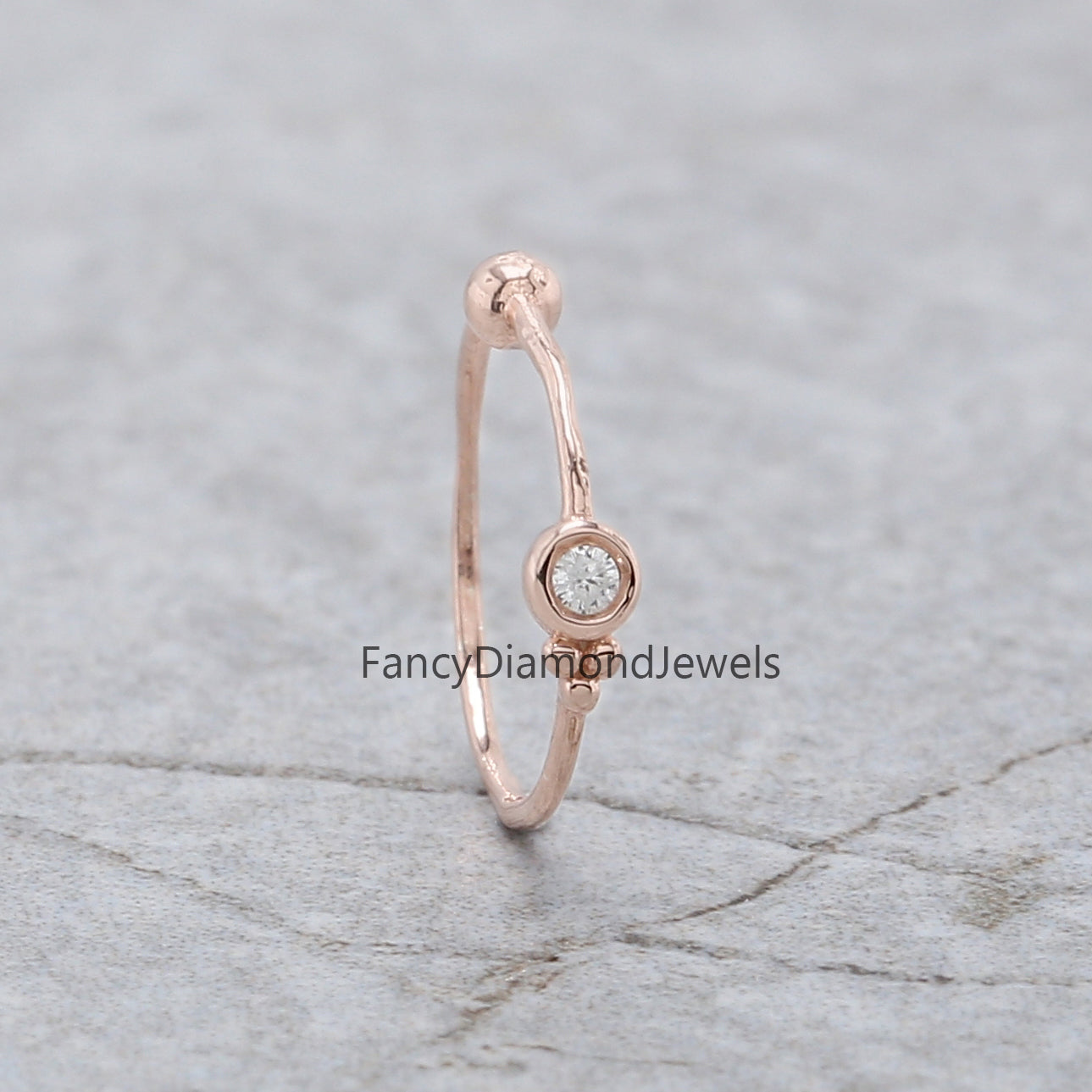 Natural Round White Diamond Nose Rings Engagement Wedding Gift Nose Ring 14K Solid Rose White Yellow Gold Nose Ring 0.01 CT KD979