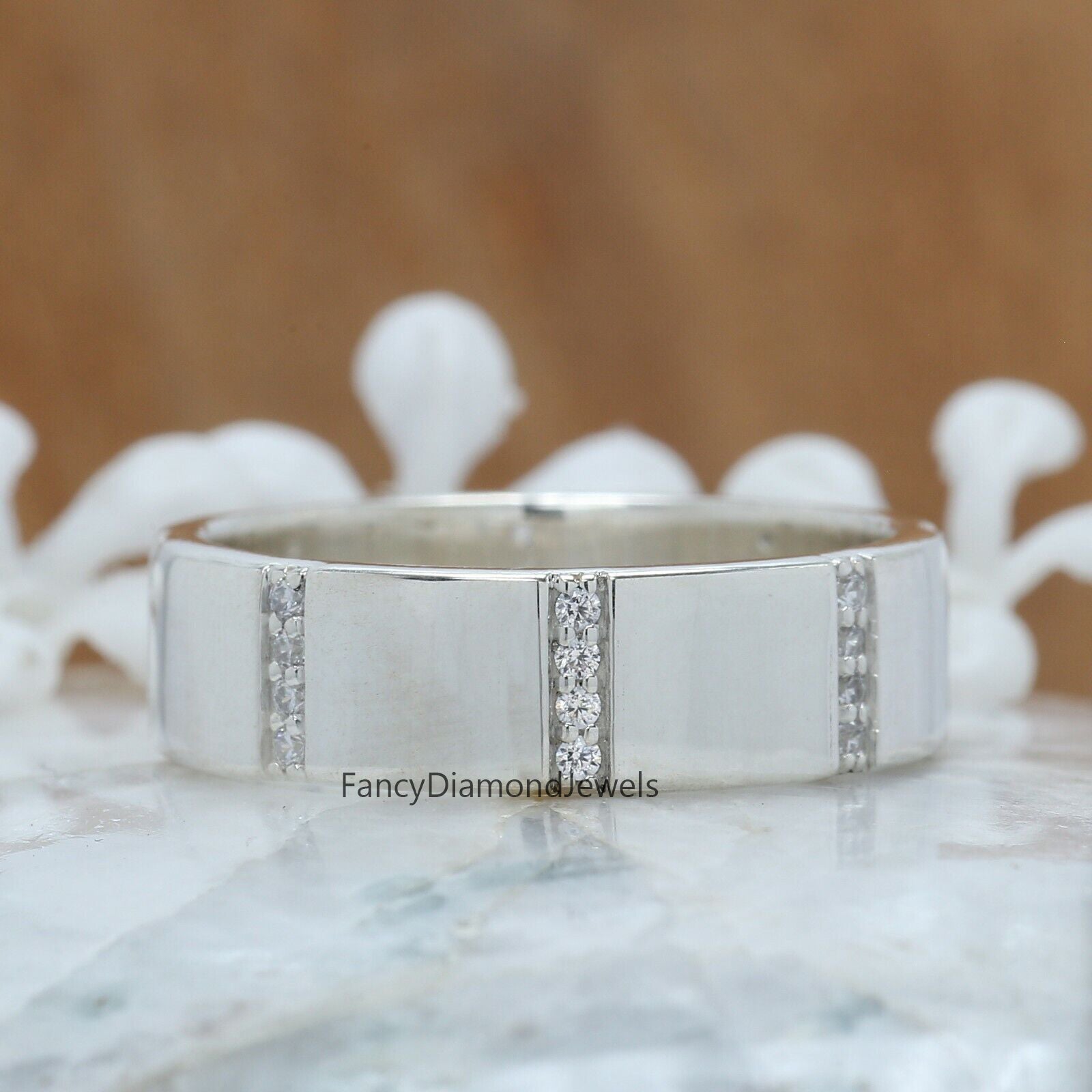 0.22 Ct, Men's Wedding Ring, White Diamond Band, Ring For Men, Round Diamond Band, Unique Men's Ring, Gift For Him KD933