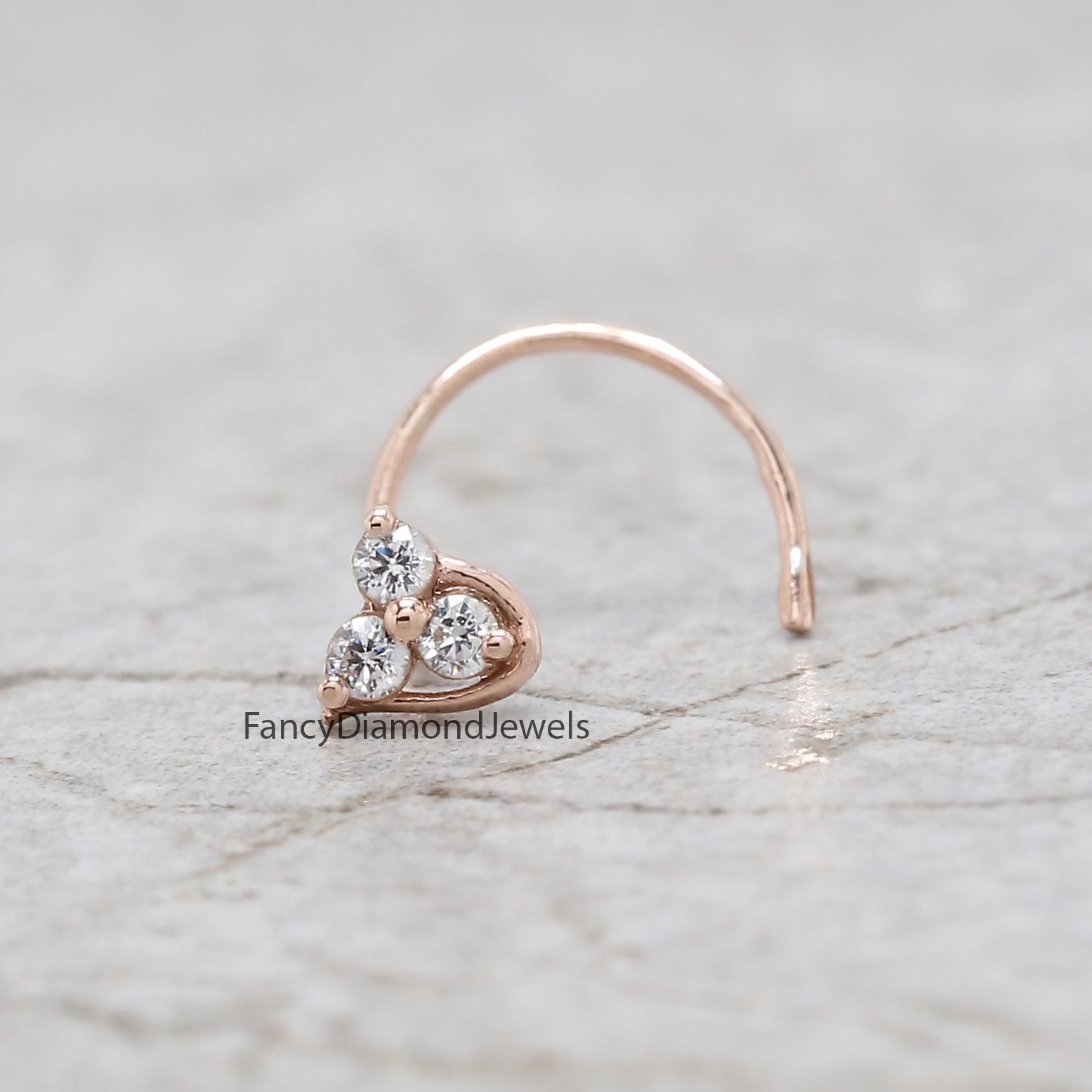 Natural White Round Diamond Nose Rings Engagement Wedding Gift Nose Ring 14K Solid Rose White Yellow Gold Nose Ring 0.05 CT KD961
