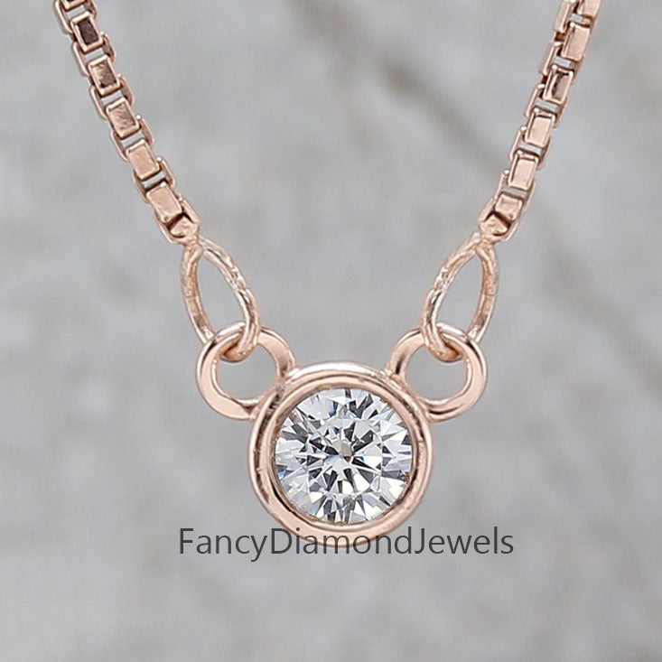 Round Brilliant Cut White Color Diamond Pendant Engagement Wedding Gift Pendant 14K Solid Rose White Yellow Gold Pendant 0.17 CT KD1002