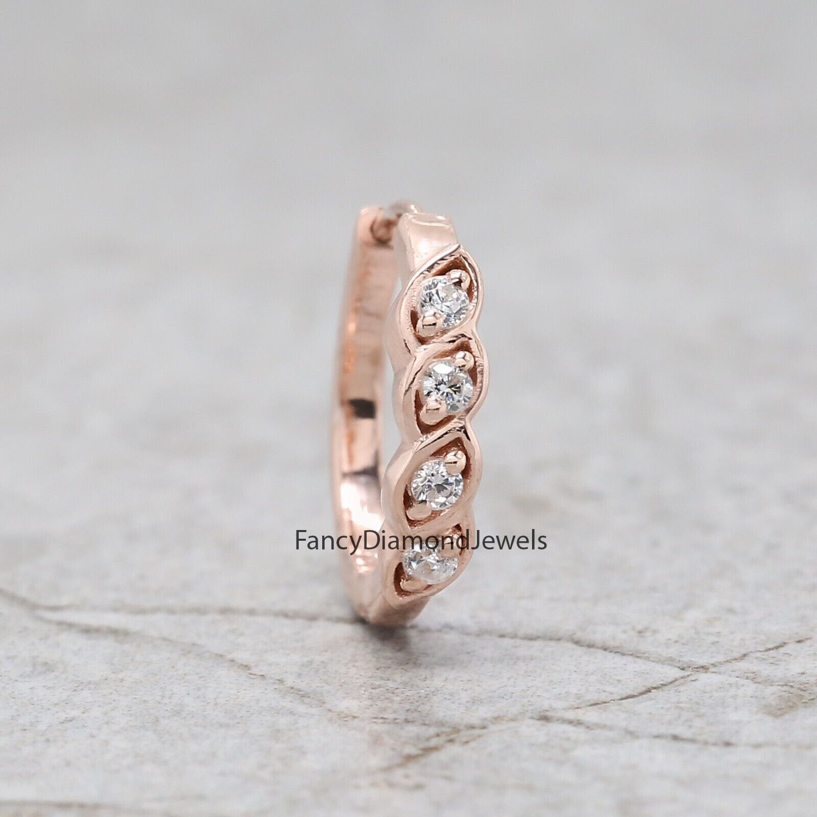 Natural White Round Diamond Nose Rings Engagement Wedding Gift Nose Ring 14K Solid Rose White Yellow Gold Nose Ring 0.06 CT KD967