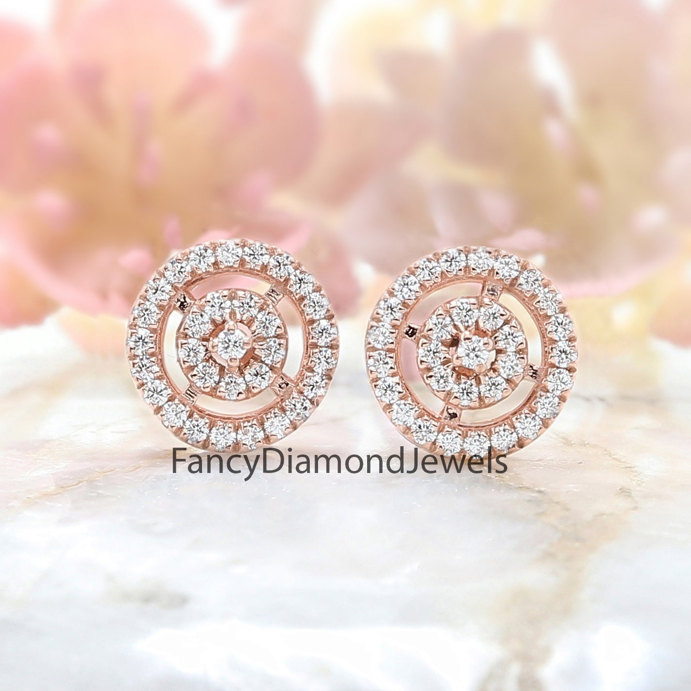 Round White Color Diamond Earring Engagement Wedding Gift Earring 14K Solid Rose White Yellow Gold Earring 0.43 CT KD978