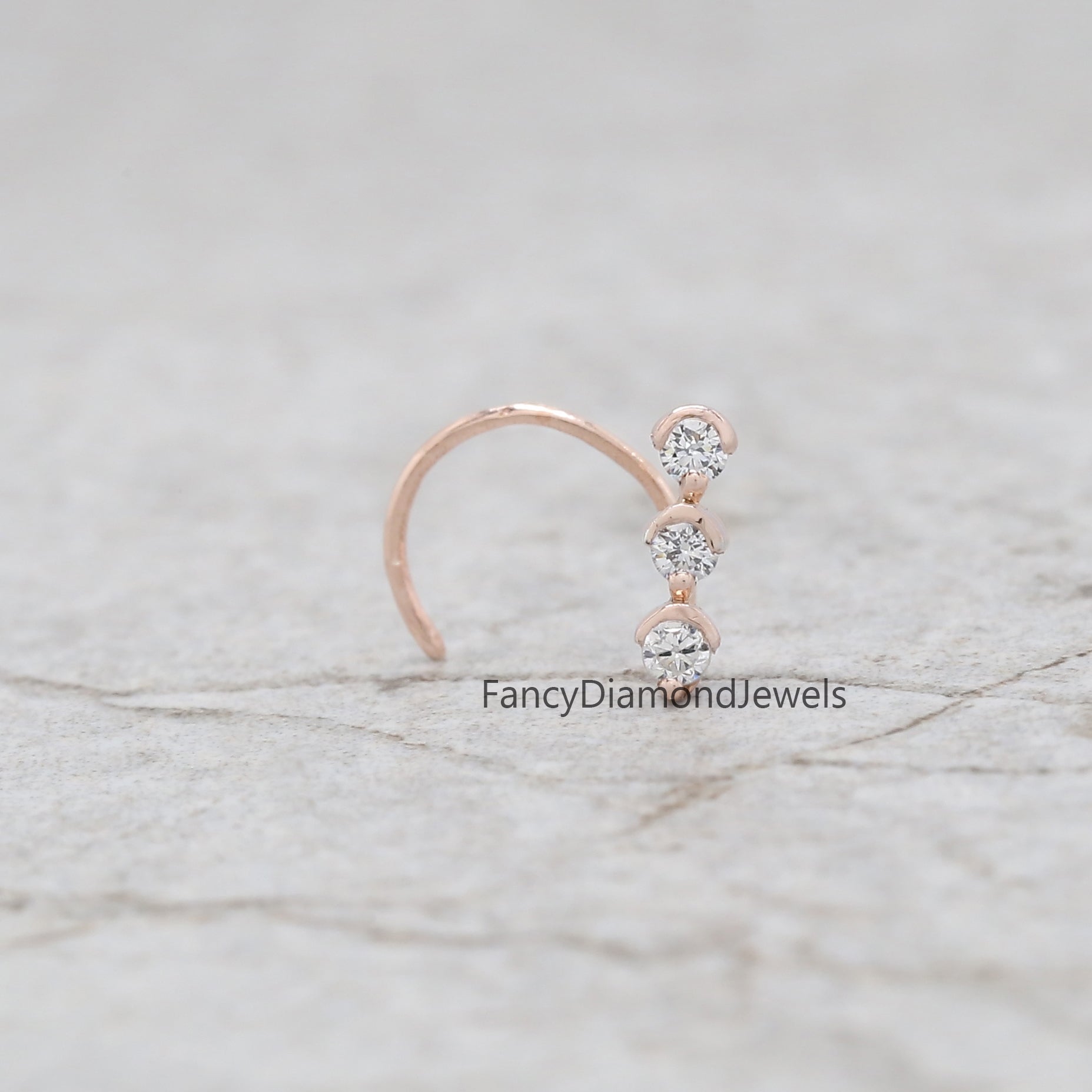 Natural White Round Diamond Nose Rings Engagement Wedding Gift Nose Ring 14K Solid Rose White Yellow Gold Nose Ring 0.05 CT KD960