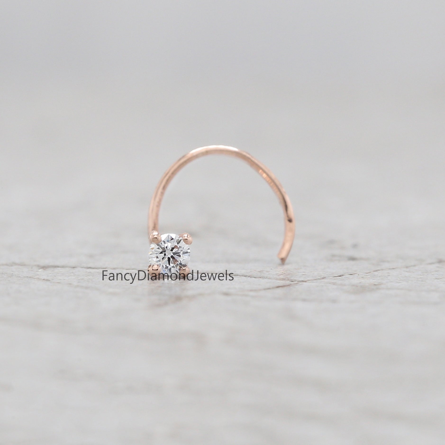 Natural White Round Diamond Nose Rings Engagement Wedding Gift Nose Ring 14K Solid Rose White Yellow Gold Nose Ring 0.05 CT KD952