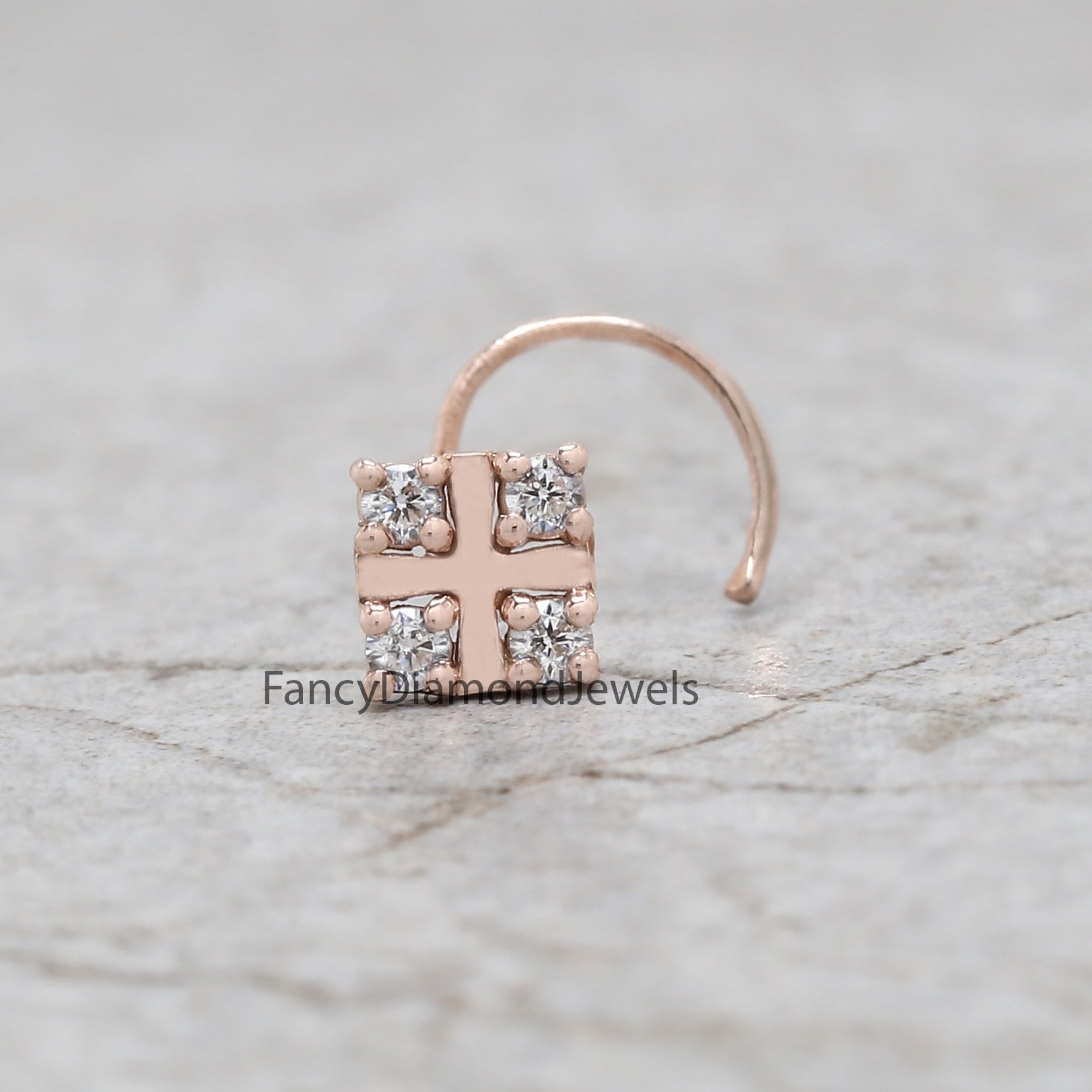 Natural White Round Diamond Nose Rings Engagement Wedding Gift Nose Ring 14K Solid Rose White Yellow Gold Nose Ring 0.08 CT KD957