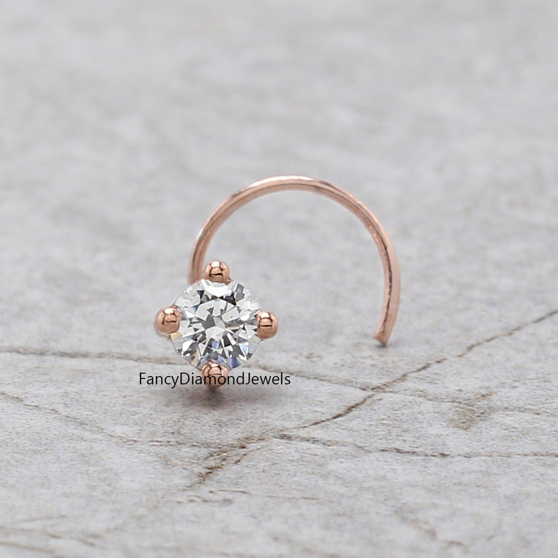 Natural White Round Diamond Nose Rings Engagement Wedding Gift Nose Ring 14K Solid Rose White Yellow Gold Nose Ring 0.17 CT KD1009