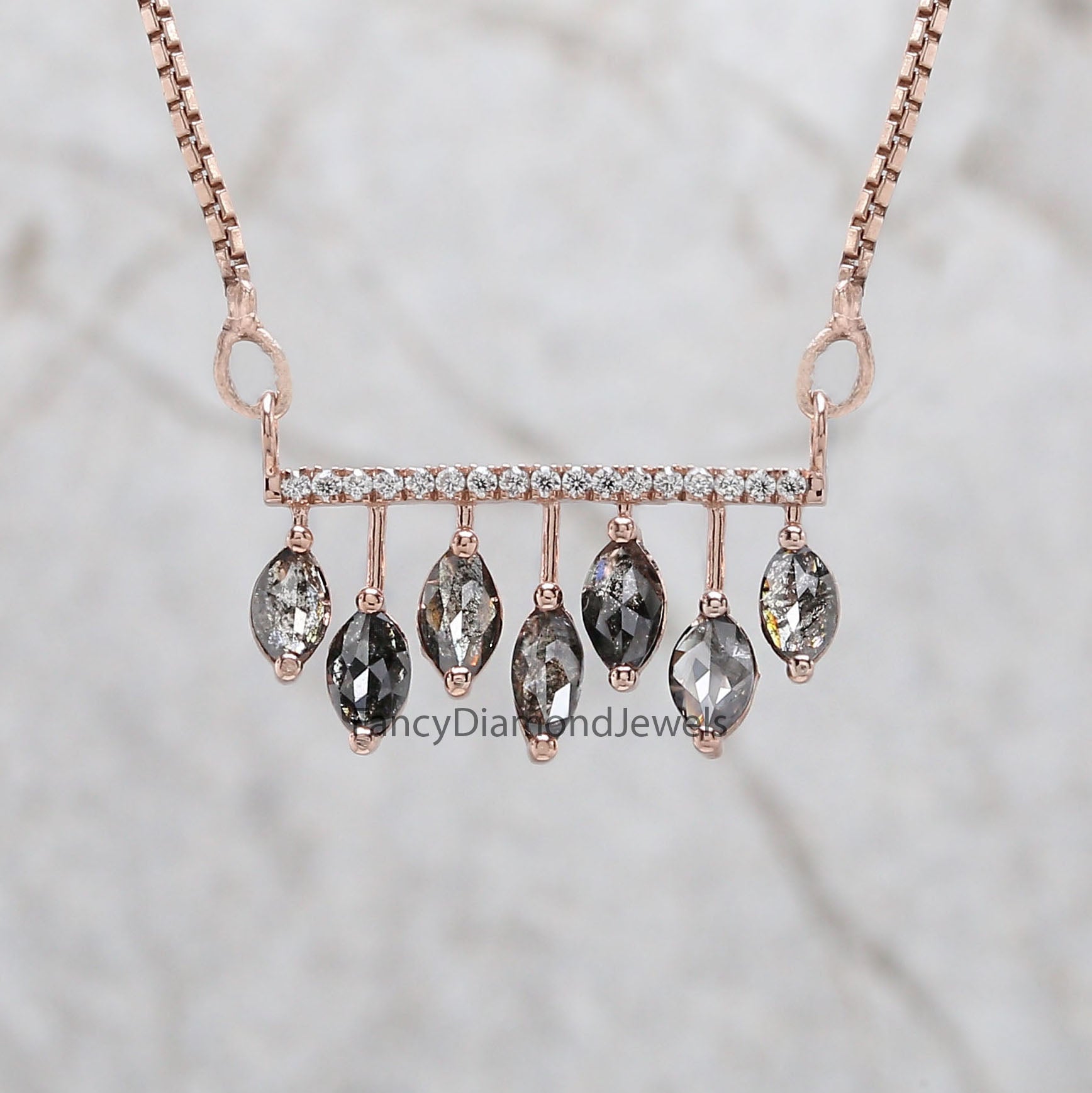 Marquise Salt And Pepper Diamond Pendant, Unique Diamond Pendant, Salt And Pepper Diamond Pendant, No Chain Including Only Pendant KDL2669